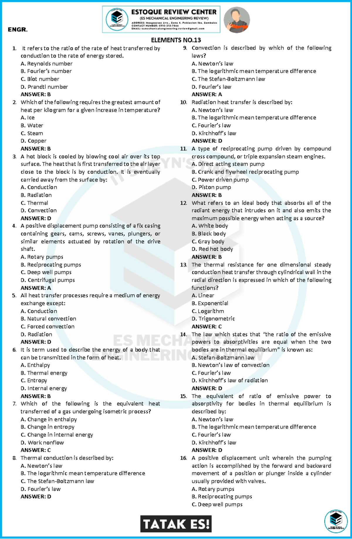Heat transfer concepts and applications: Elements No. 13 (ENG 101 ...