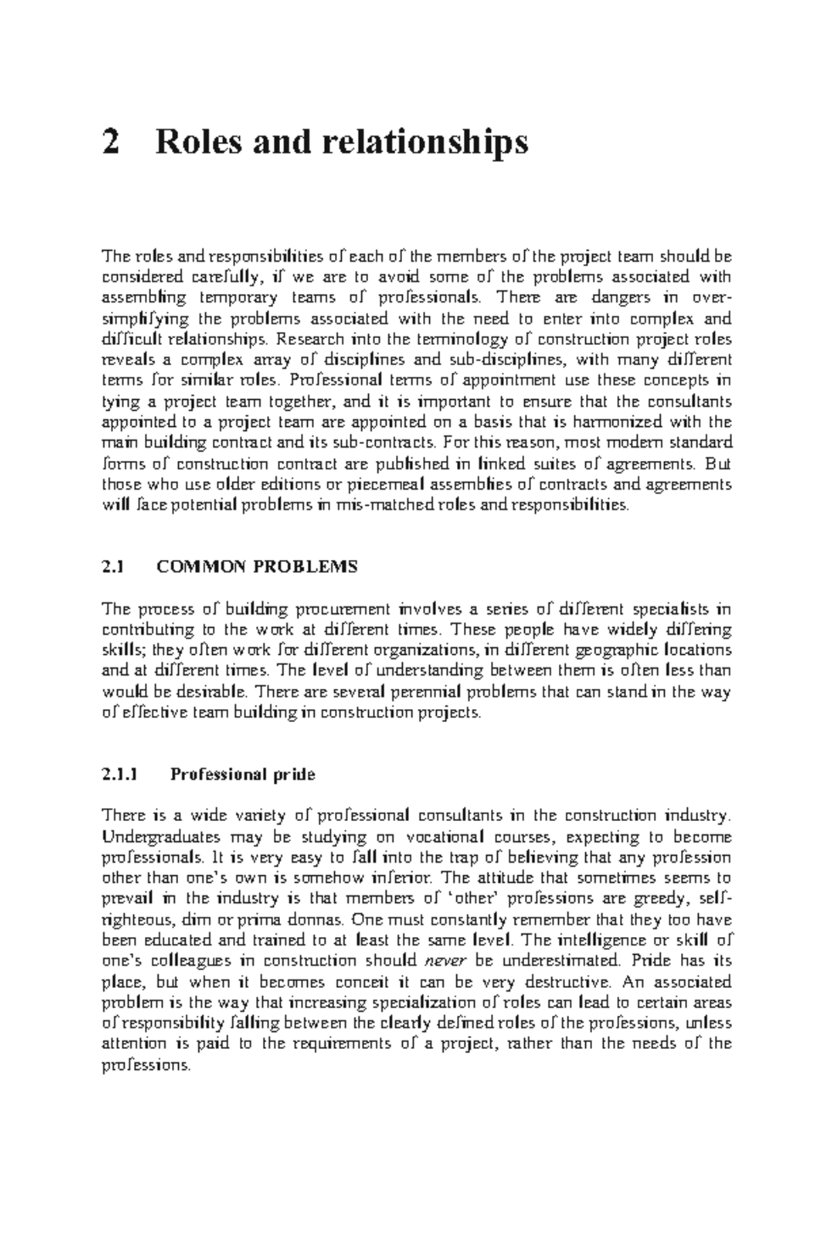 Chapter 2 - Roles and Relationships in Construction Projects (CIV 101 ...