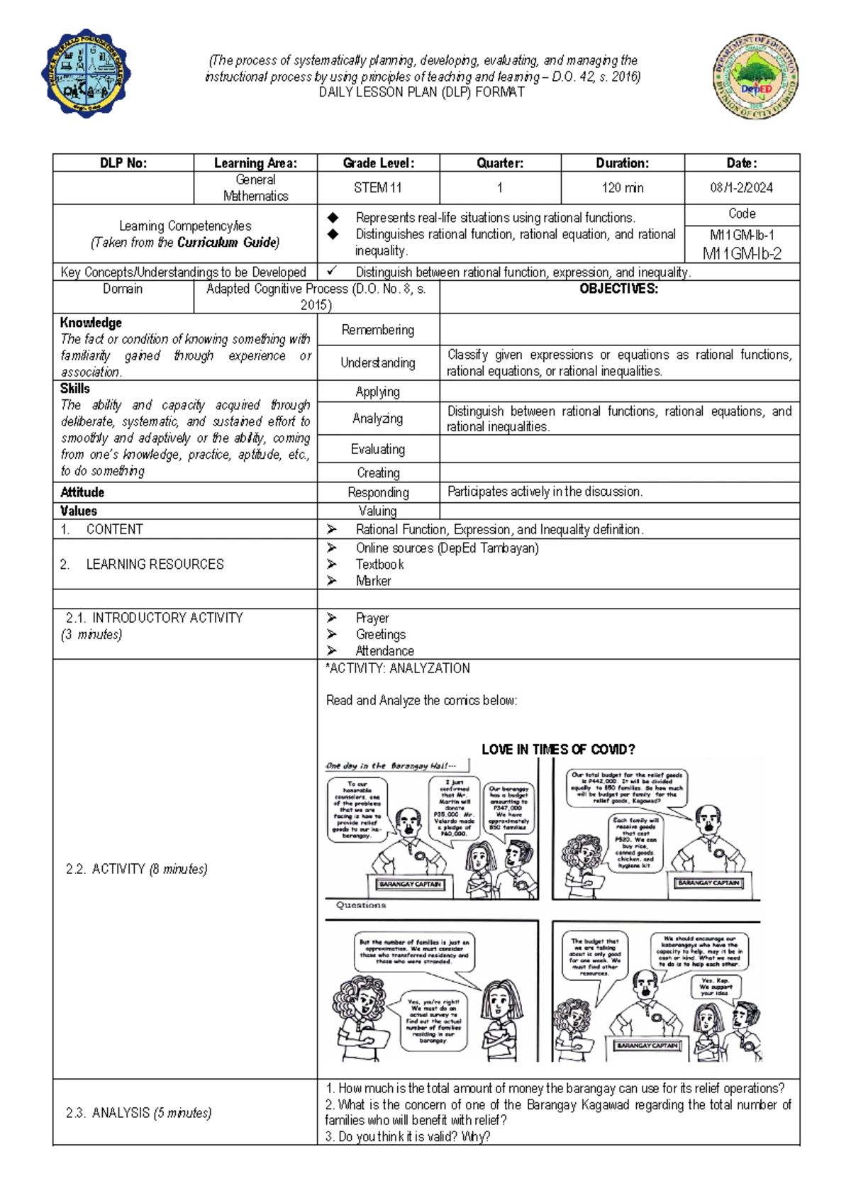 2 - Detailed Lesson Plan General Mathematics - (The process of ...