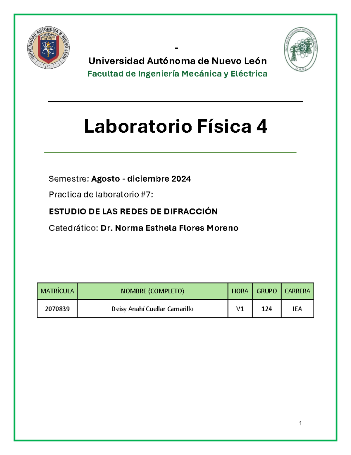 Reporte 7 - practica 7 de laboratorio de fisica 4 - Universidad ...