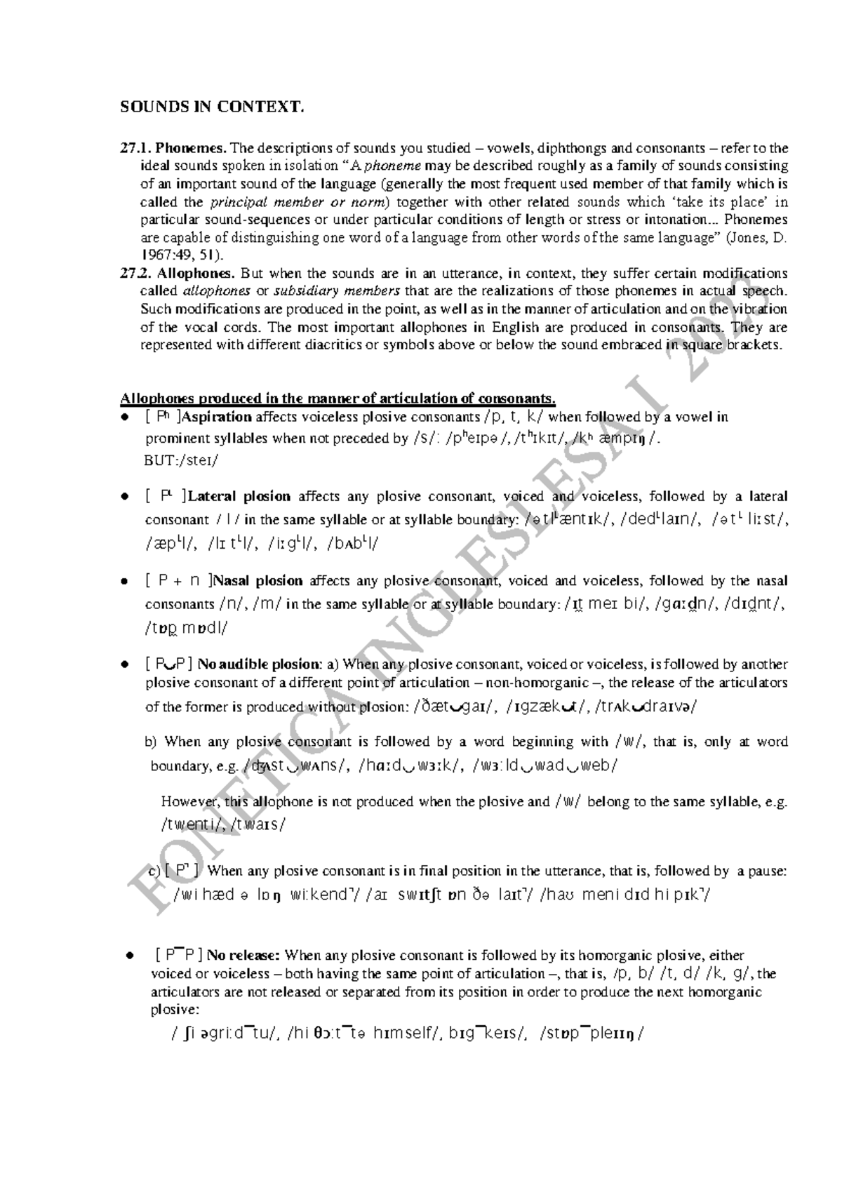 Allophones and Phonemes: Understanding Sound Modifications in Context - Document Preview
