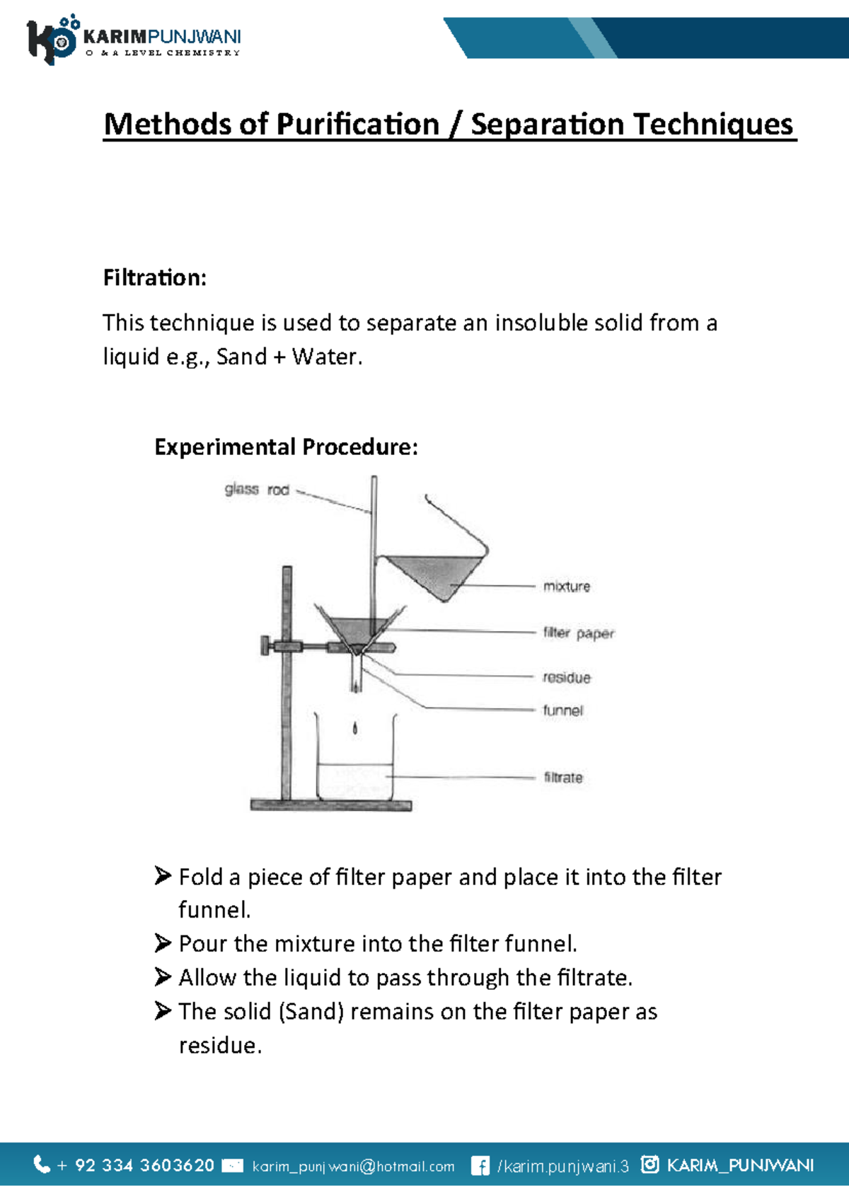 Methods of Purification: Separation Techniques Notes (KP LH) - Studocu