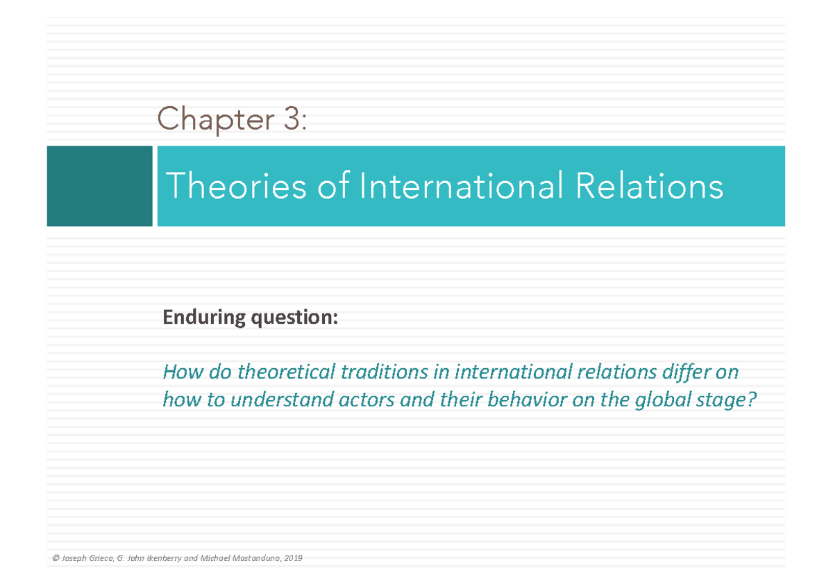 Köstem IR 101 Chapter 3 - Theories of International Relations - Studocu