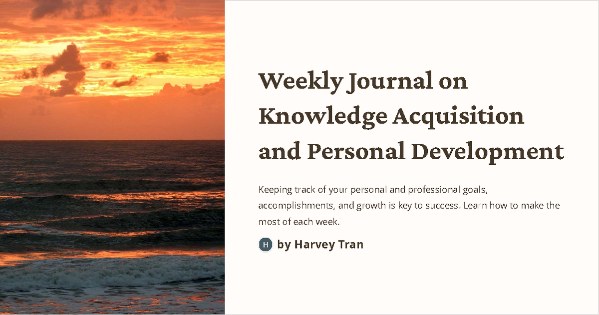 Weekly Journal on Personal Development & Knowledge Acquisition - Studocu