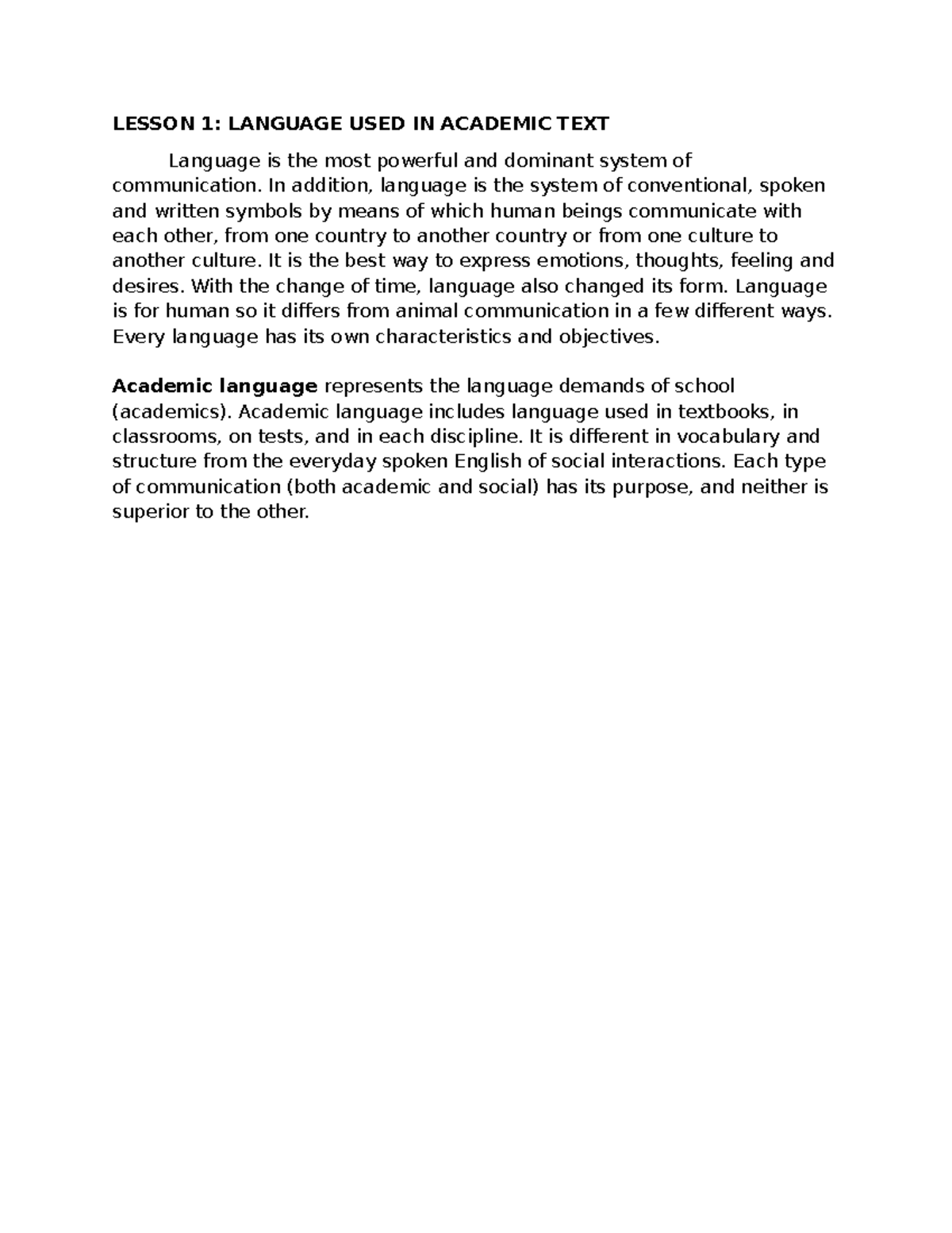 EAPP- Lesson-1 - eapp - LESSON 1: LANGUAGE USED IN ACADEMIC TEXT ...