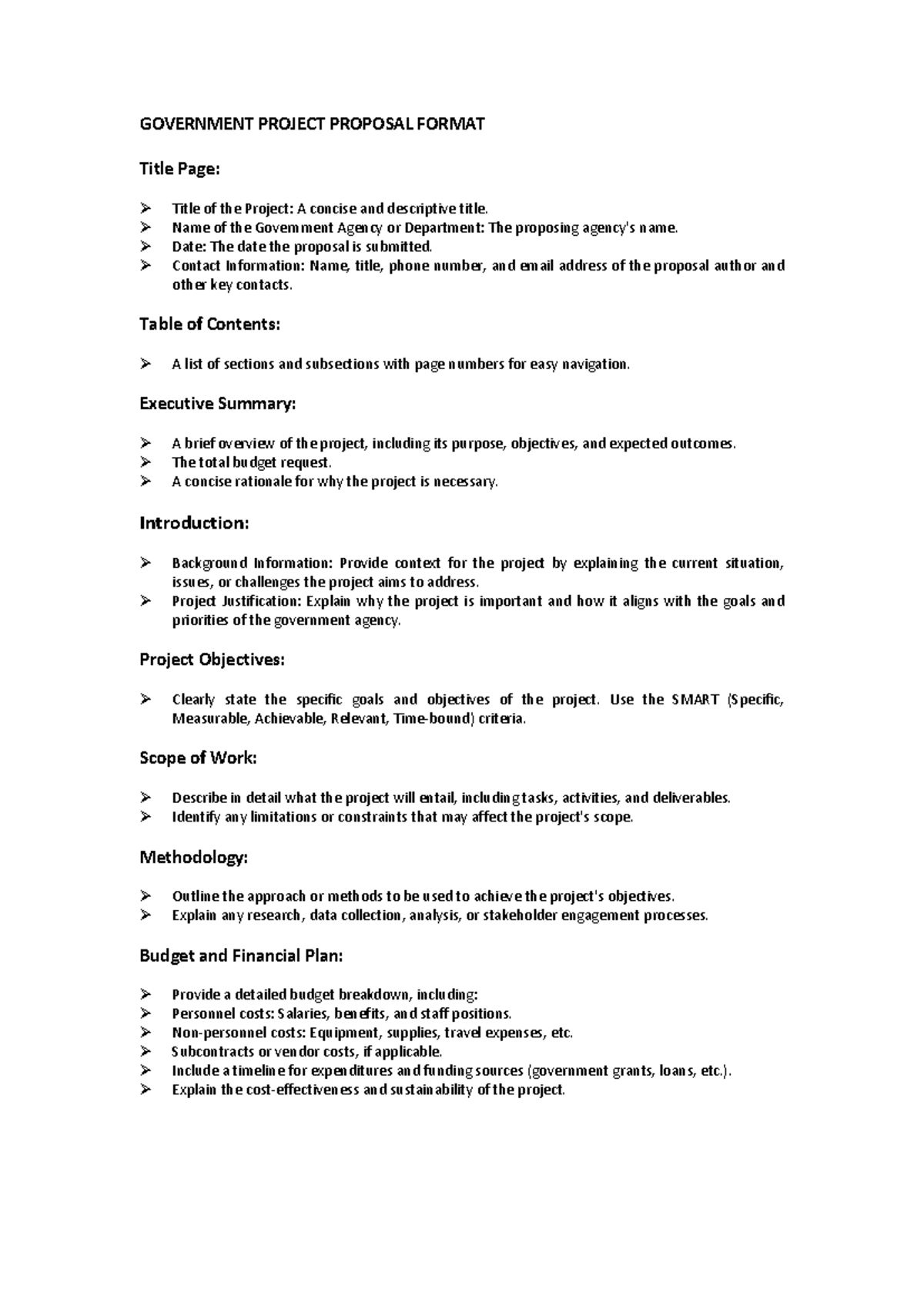 Government Project Proposal Guide: Format & Structure - Studocu