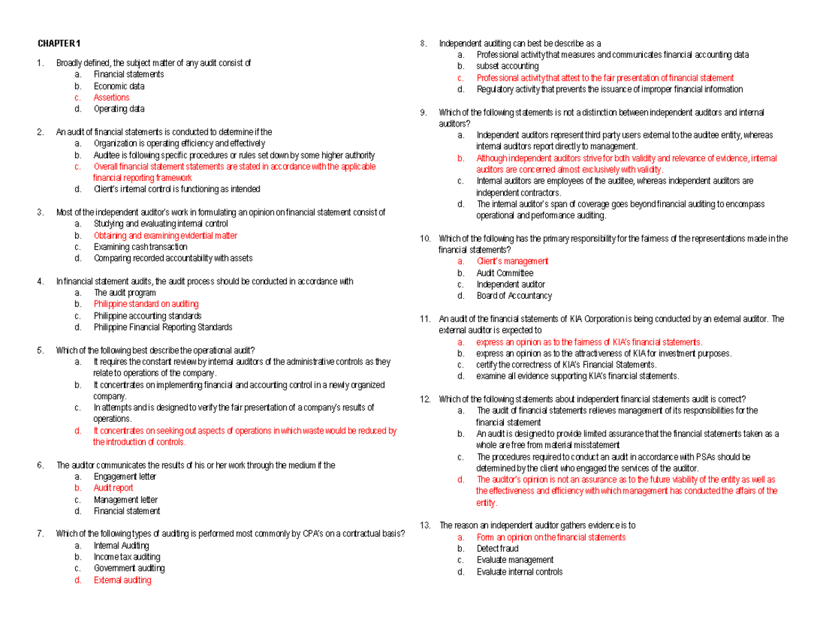 Audtheo-Reviewer 1: Comprehensive Guide to Auditing Concepts - Studocu