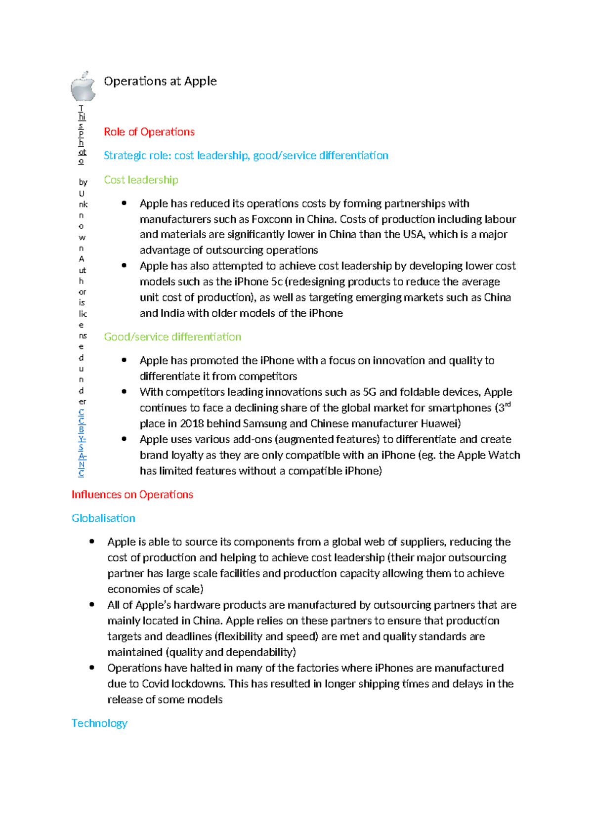 Operations Case Study: Apple Inc. Strategies & Challenges - Studocu