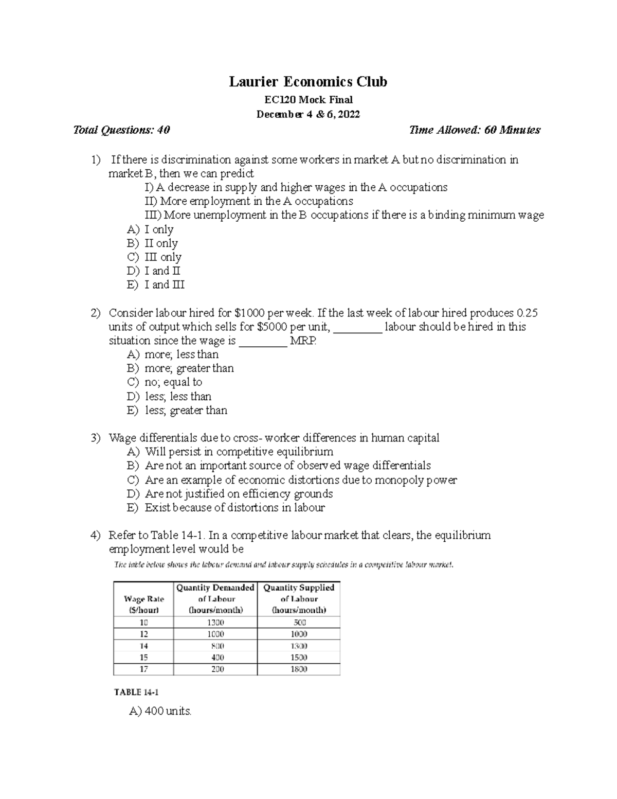 2023 EC120 Mock Final Exam Review: Key Concepts and Questions - Studocu