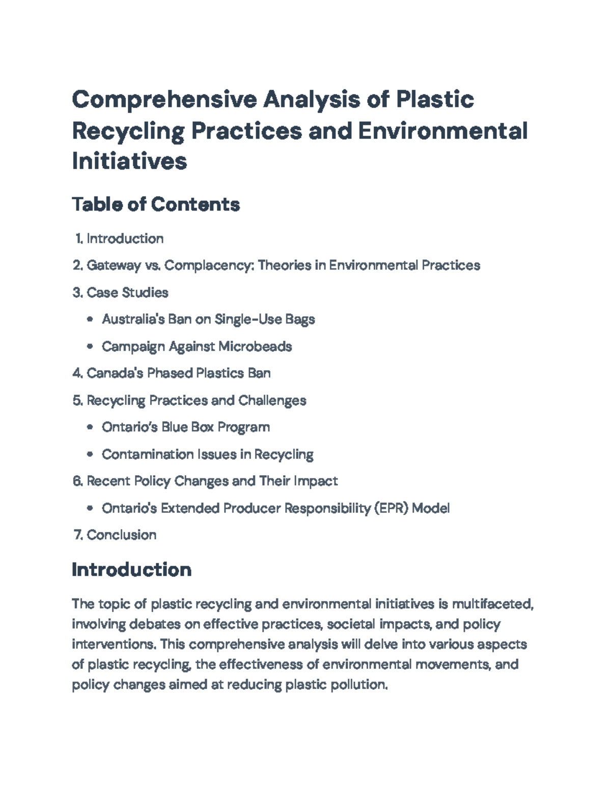 Comprehensive Analysis of Plastic Recycling Practices and Initiatives ...
