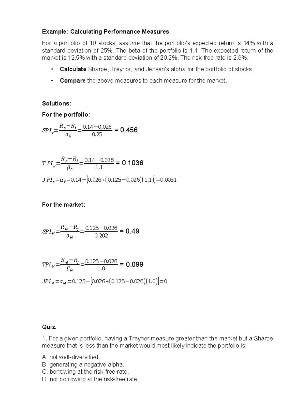 Quiz and Problem set answers (week 9) - Example: Calculating ...
