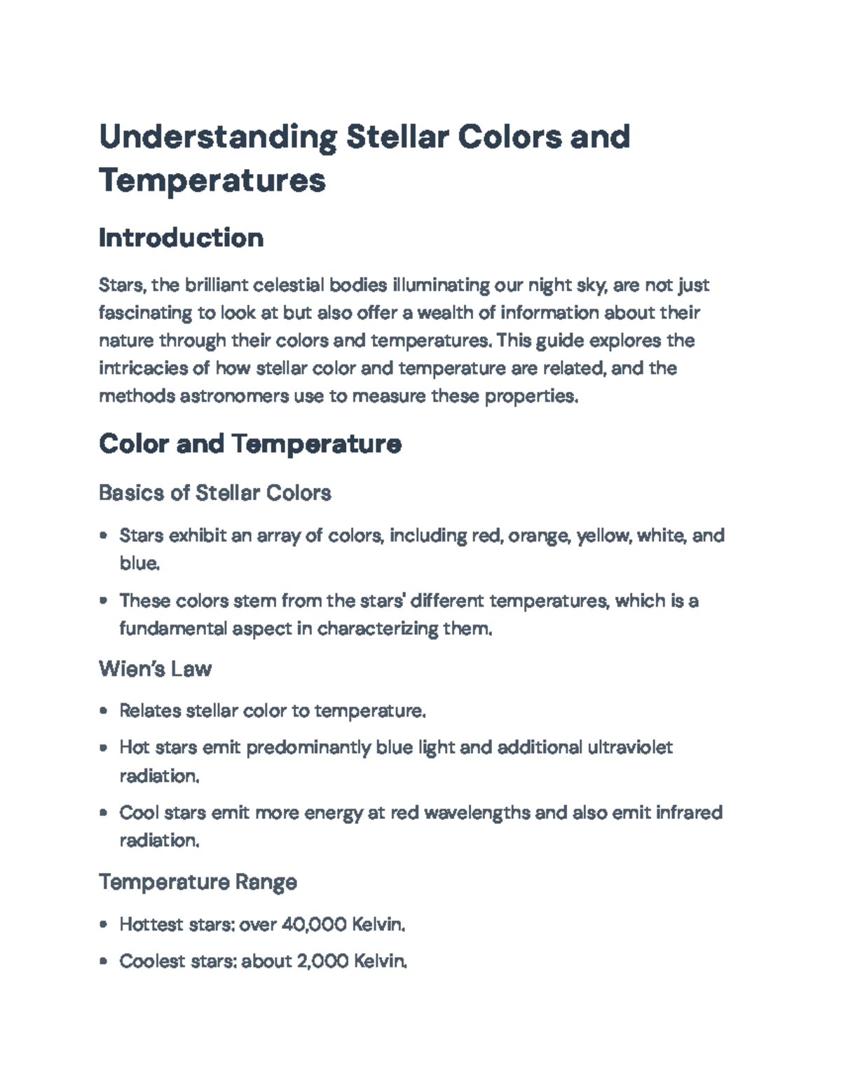 Exploring Stellar Colors and Temperatures: A Comprehensive Guide ...
