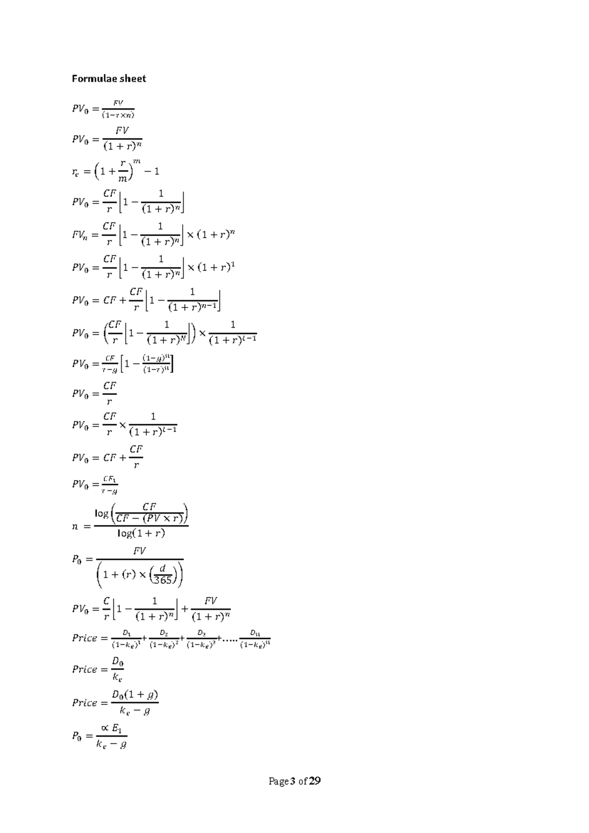 Formulae sheet - Page 3 of 29 Formulae sheet 𝑃𝑉 ! = 