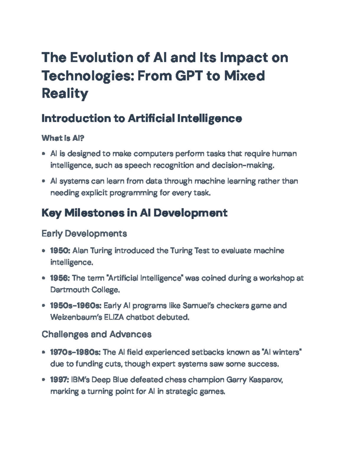 The Evolution of AI & Its Impact on Tech: Midterm Notes (AI 101) - Studocu
