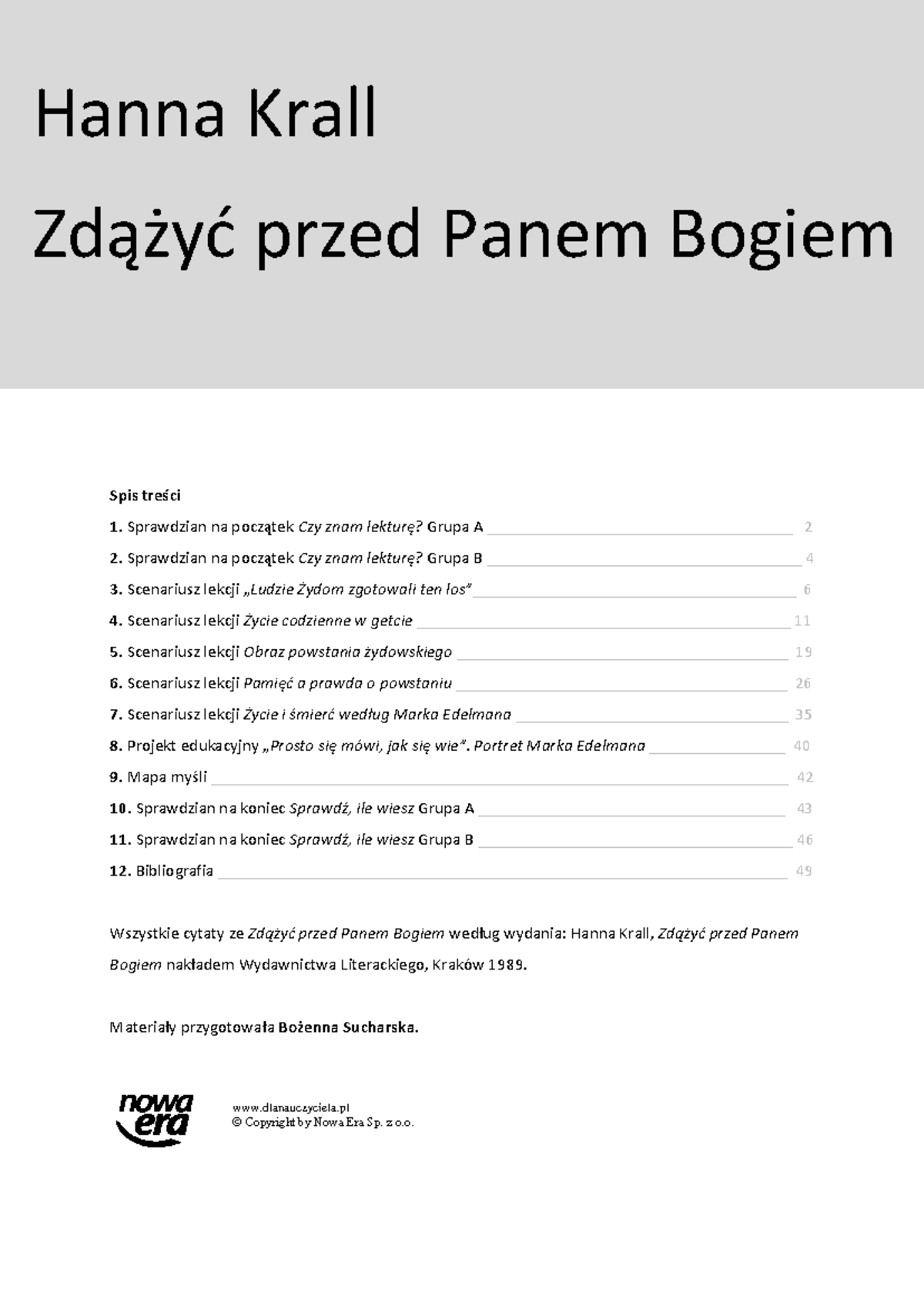 Sprawdzian Z Lektury Zdążyć Przed Panem Bogiem www.studocu.com
