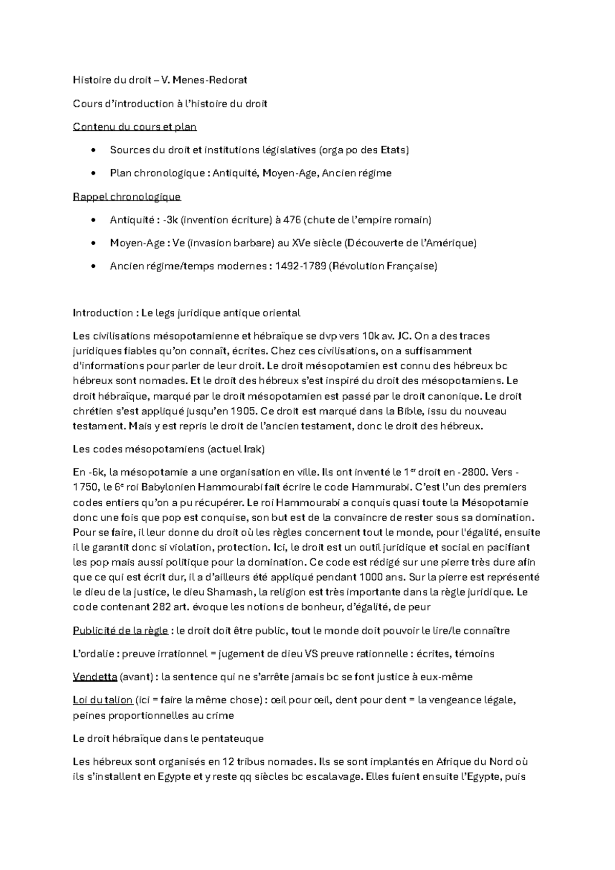 HIST 101: Introduction à l'Histoire du Droit - Sources et Évolutions ...