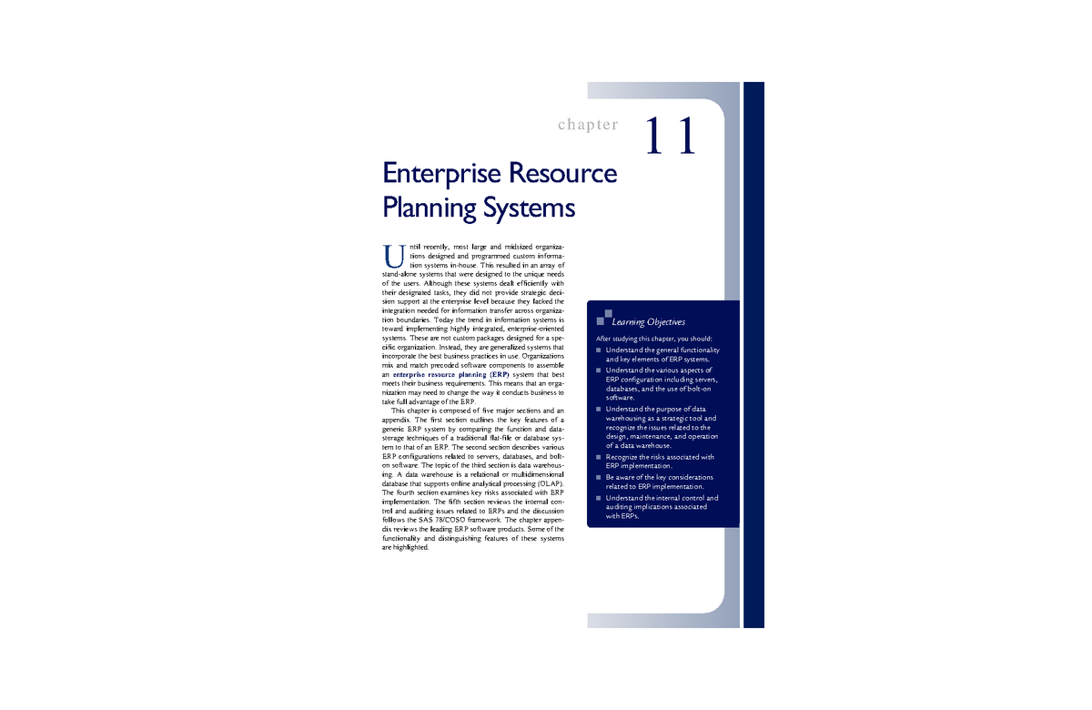 CH 11 - Enterprise Resource Planning Systems Overview - Studocu