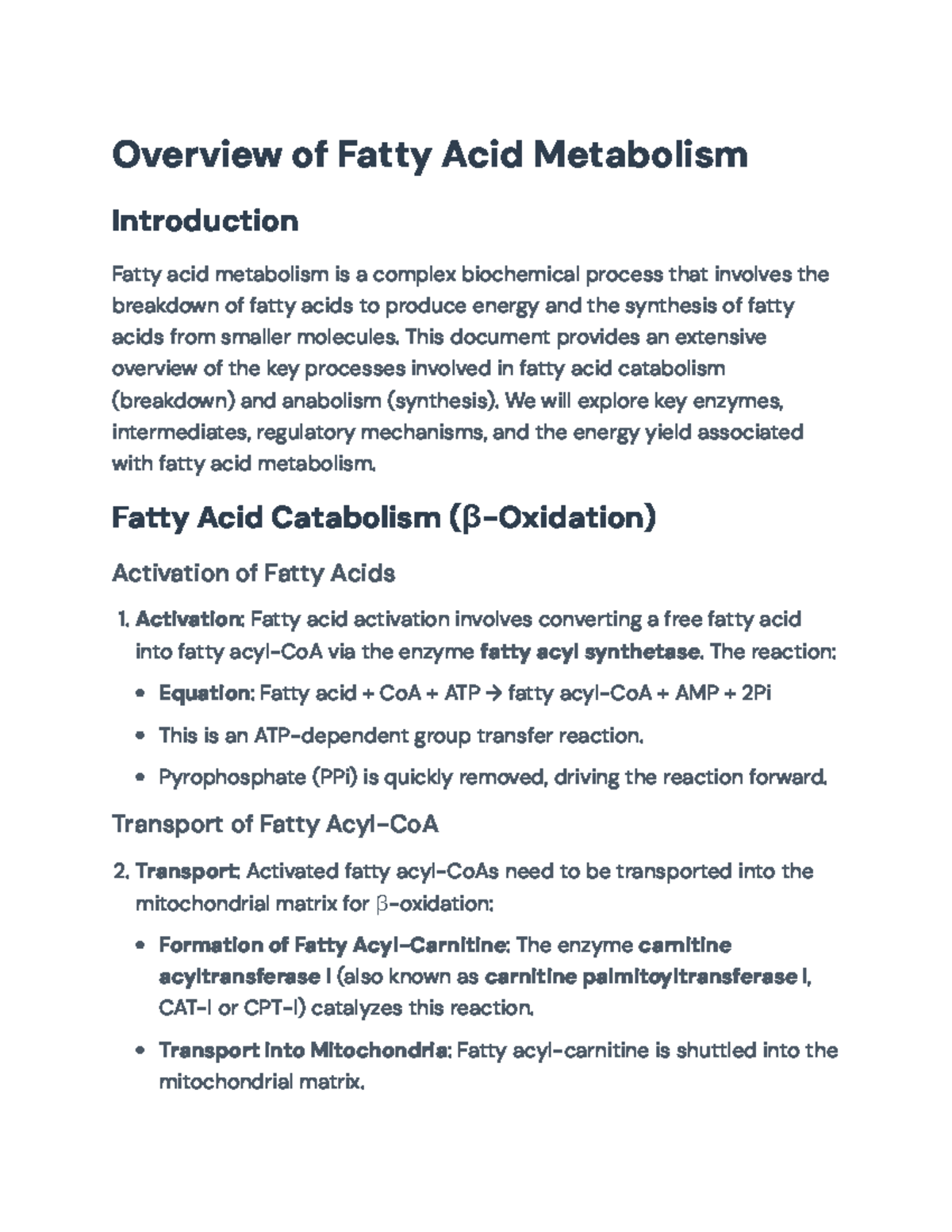 Fatty Acid Metabolism Overview: Catabolism & Anabolism Processes ...