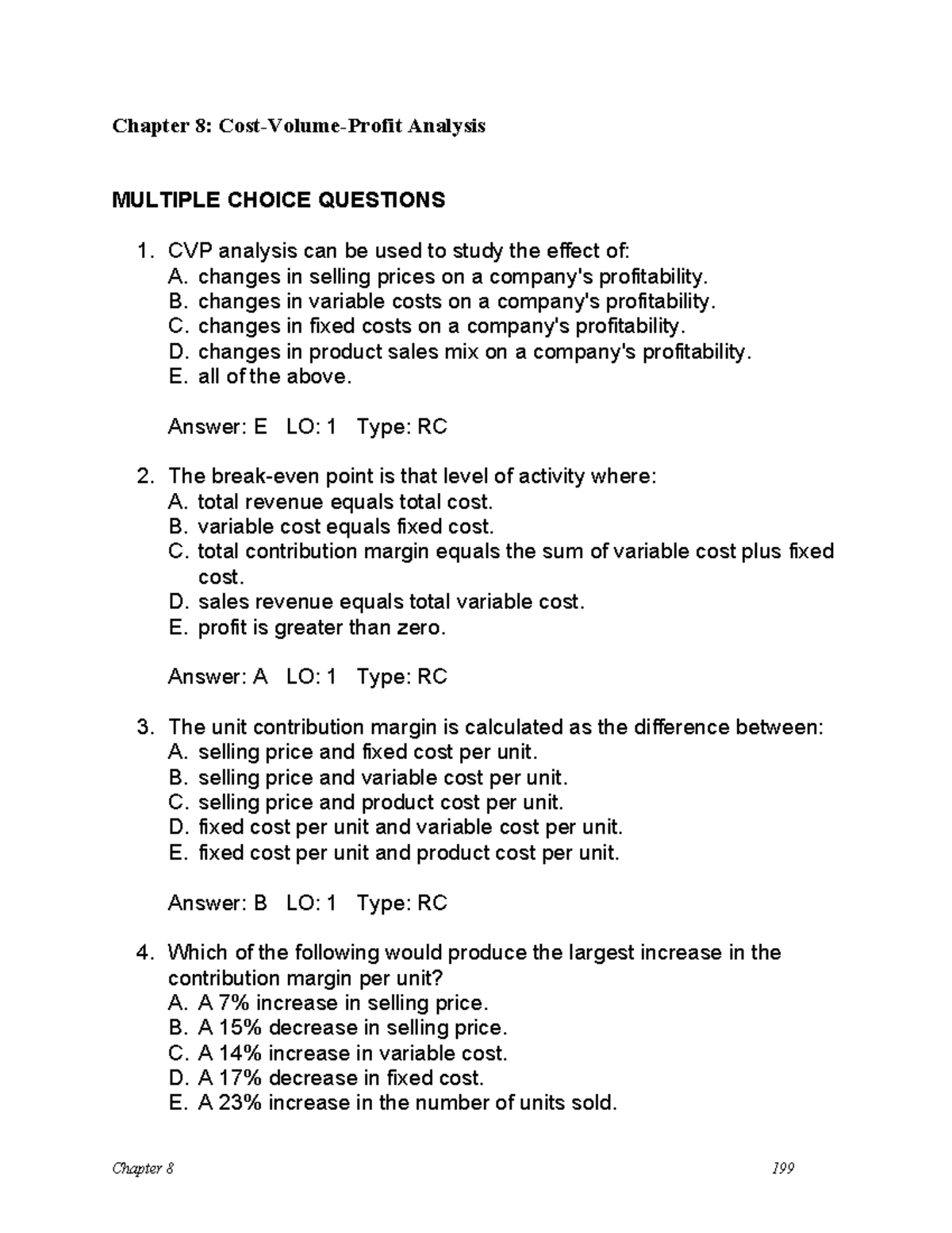 CVP Analysis Review for Managerial Accounting (Chapter 8) - Studocu
