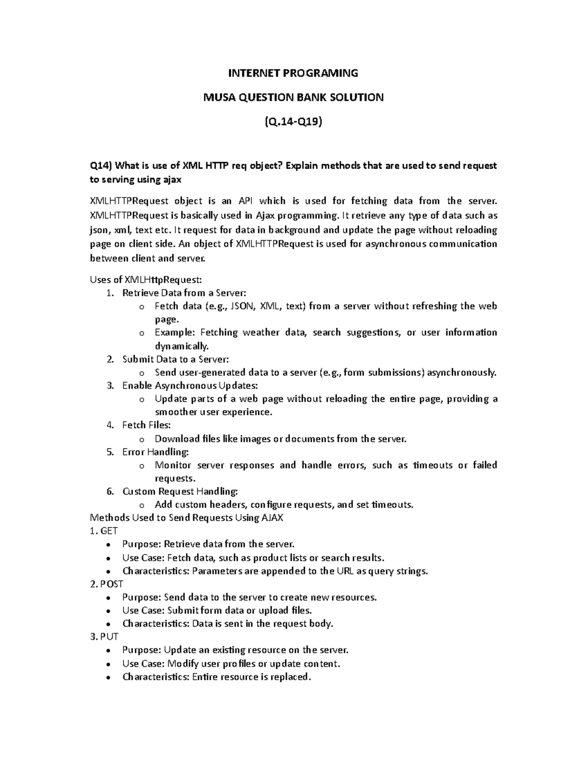Internetprograing remaining questions - INTERNET PROGRAMING MUSA ...
