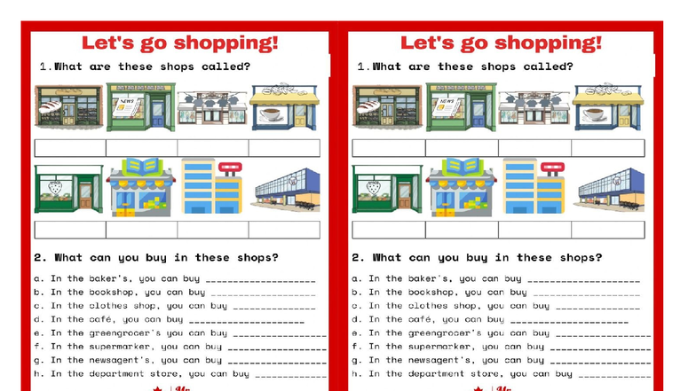 Let's Go Shopping Worksheet: Identifying Shops and Purchases - Studocu