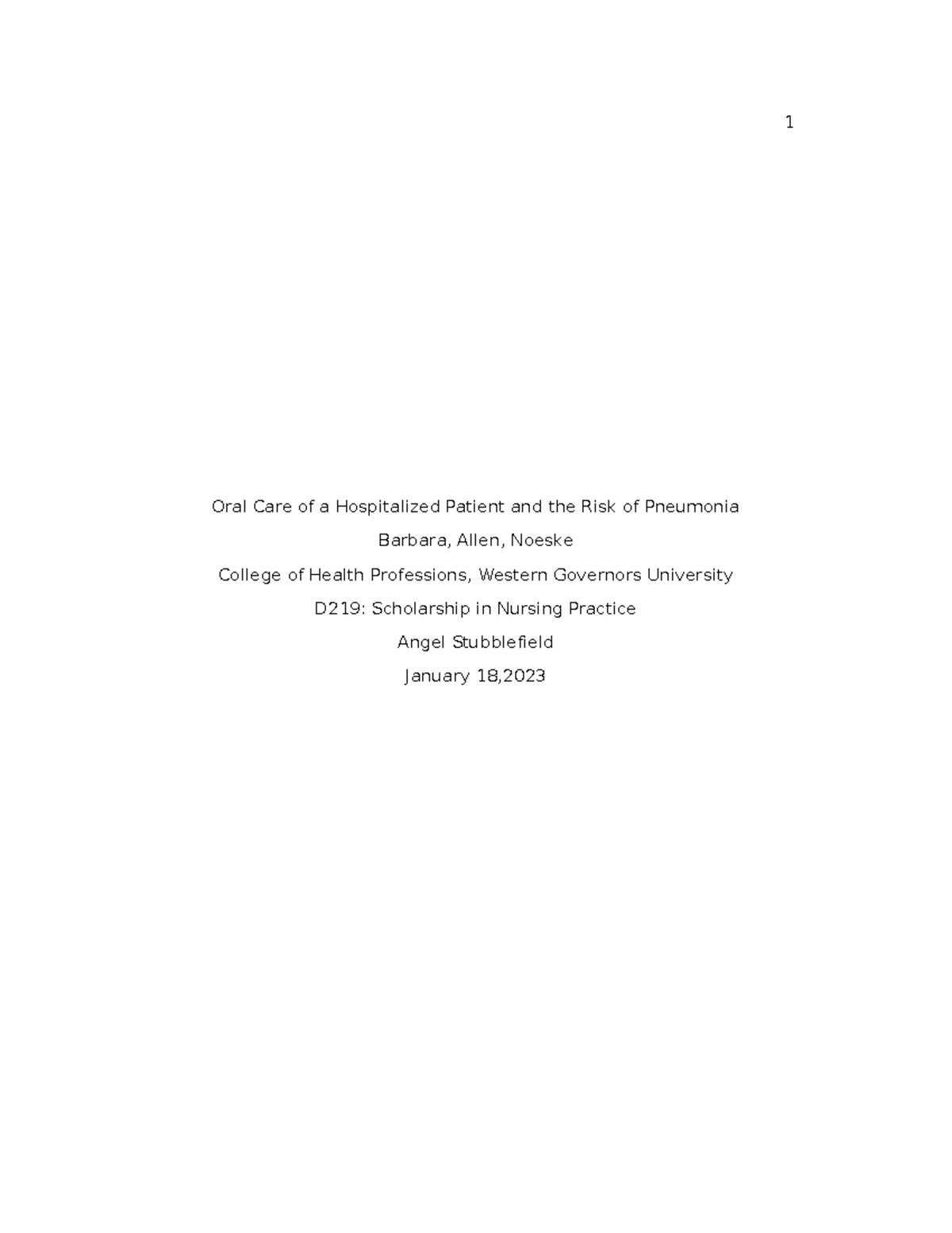 D219 - EBP Paper: Analyzing Catheter-Associated UTIs in Healthcare ...