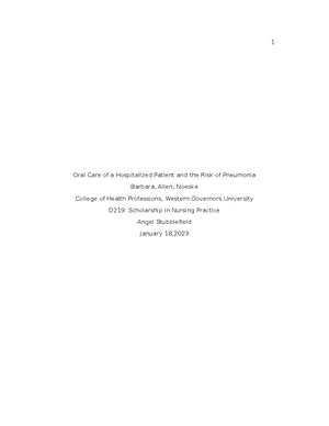 D219 - EBP Paper: Analyzing Catheter-Associated UTIs in Healthcare ...