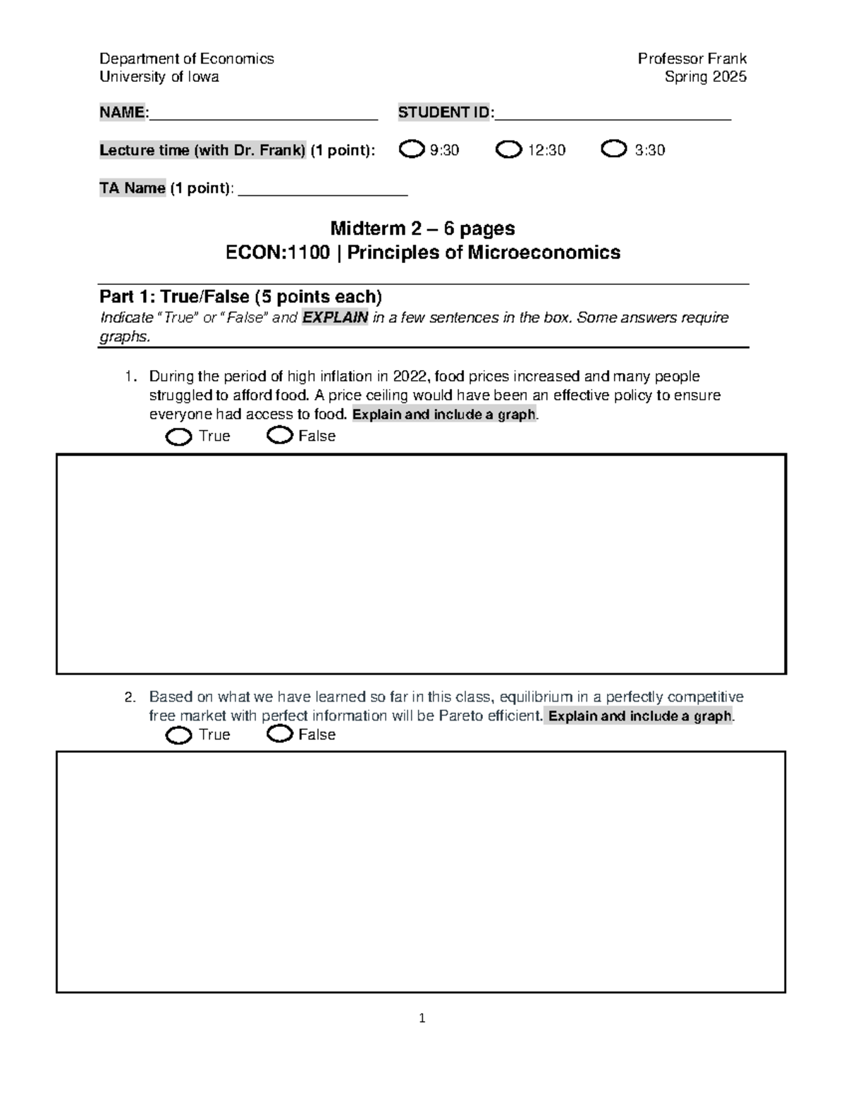 ECON:1100 Midterm 2 Mock Exam - Principles of Microeconomics - Studocu