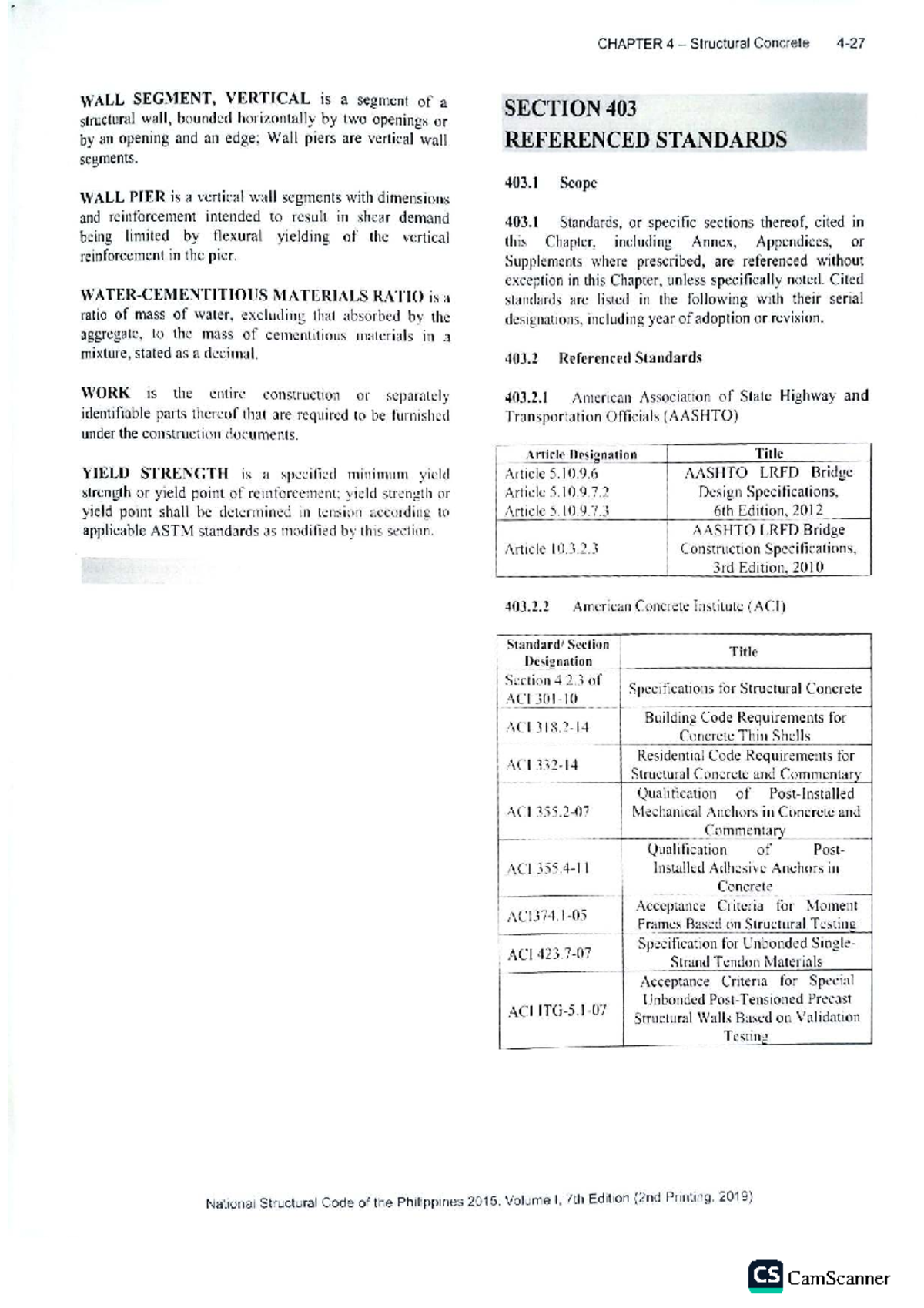 CHAPTER 4 & 5 Structural Concrete Standards and Load Requirements - Studocu