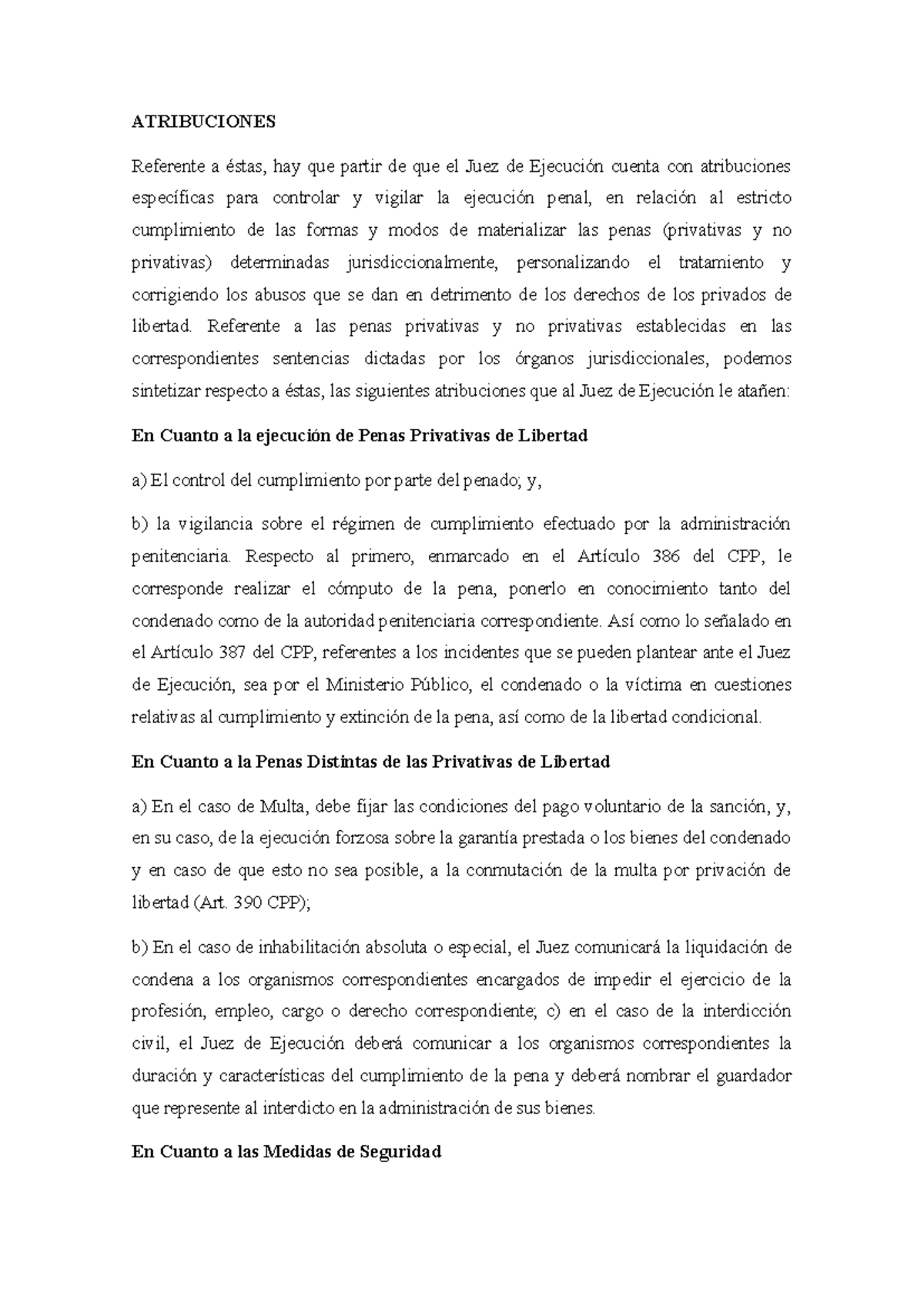 ATRIBUCIONES DEL JUEZ DE EJECUCIÓN EN EL CPP: UN ANÁLISIS - Studocu