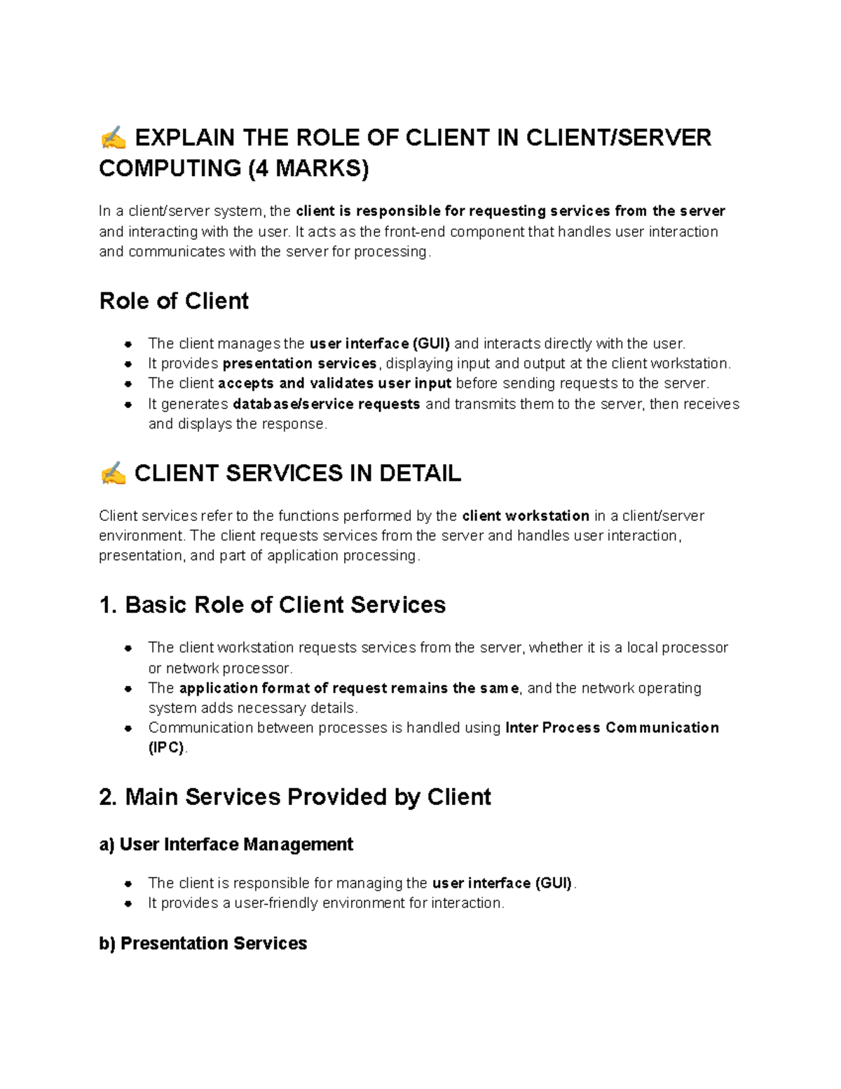 CSA MOD 3 - Understanding Client Roles in Computing Services - Studocu