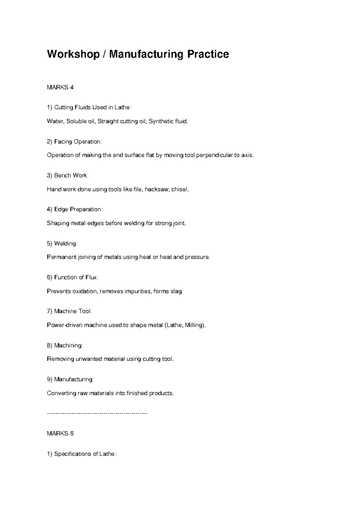 Workshop Manufacturing Practice QA: Key Concepts and Techniques - Studocu