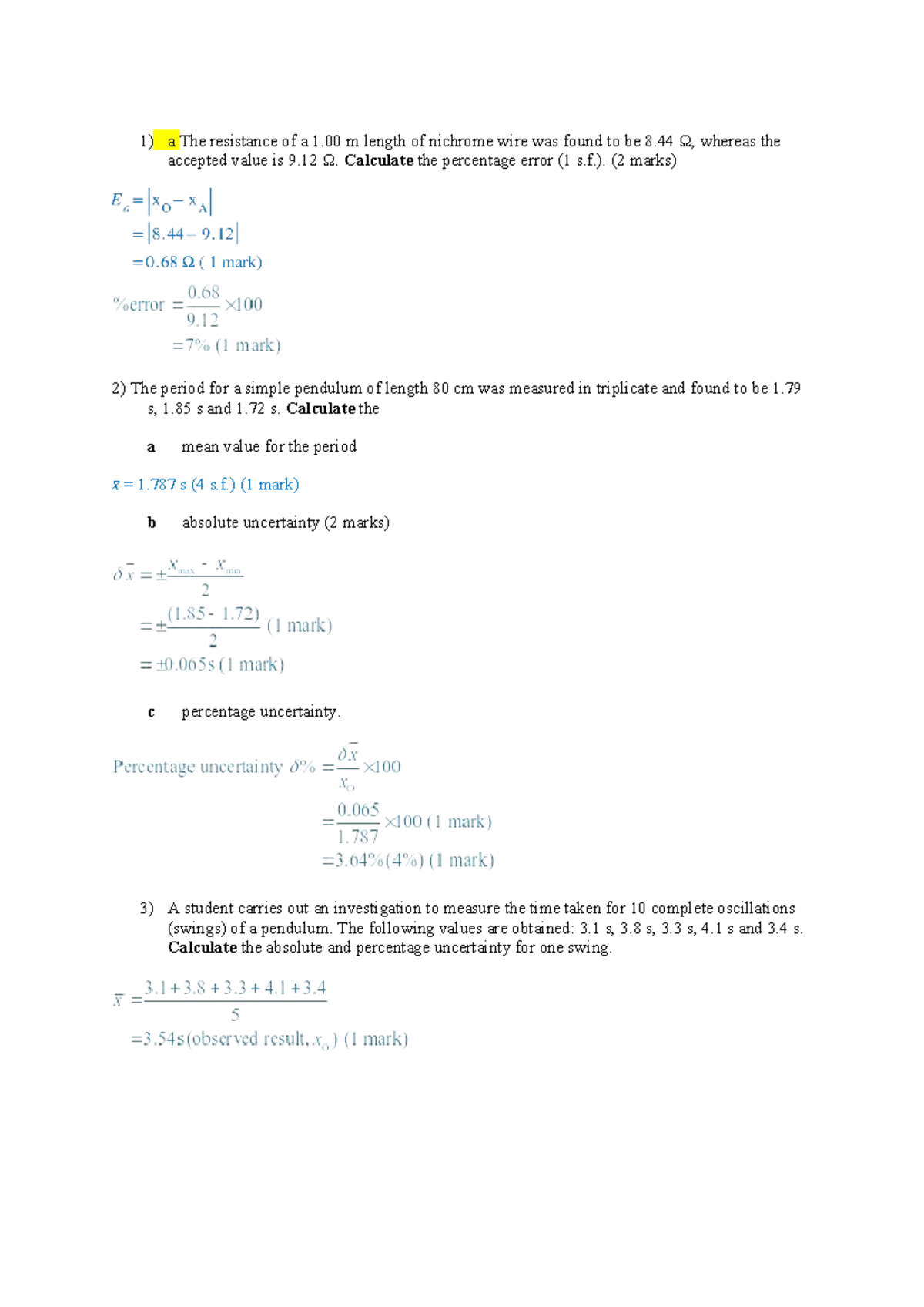 Data Test Practice Q&A: Physics Concepts & Calculations - Studocu