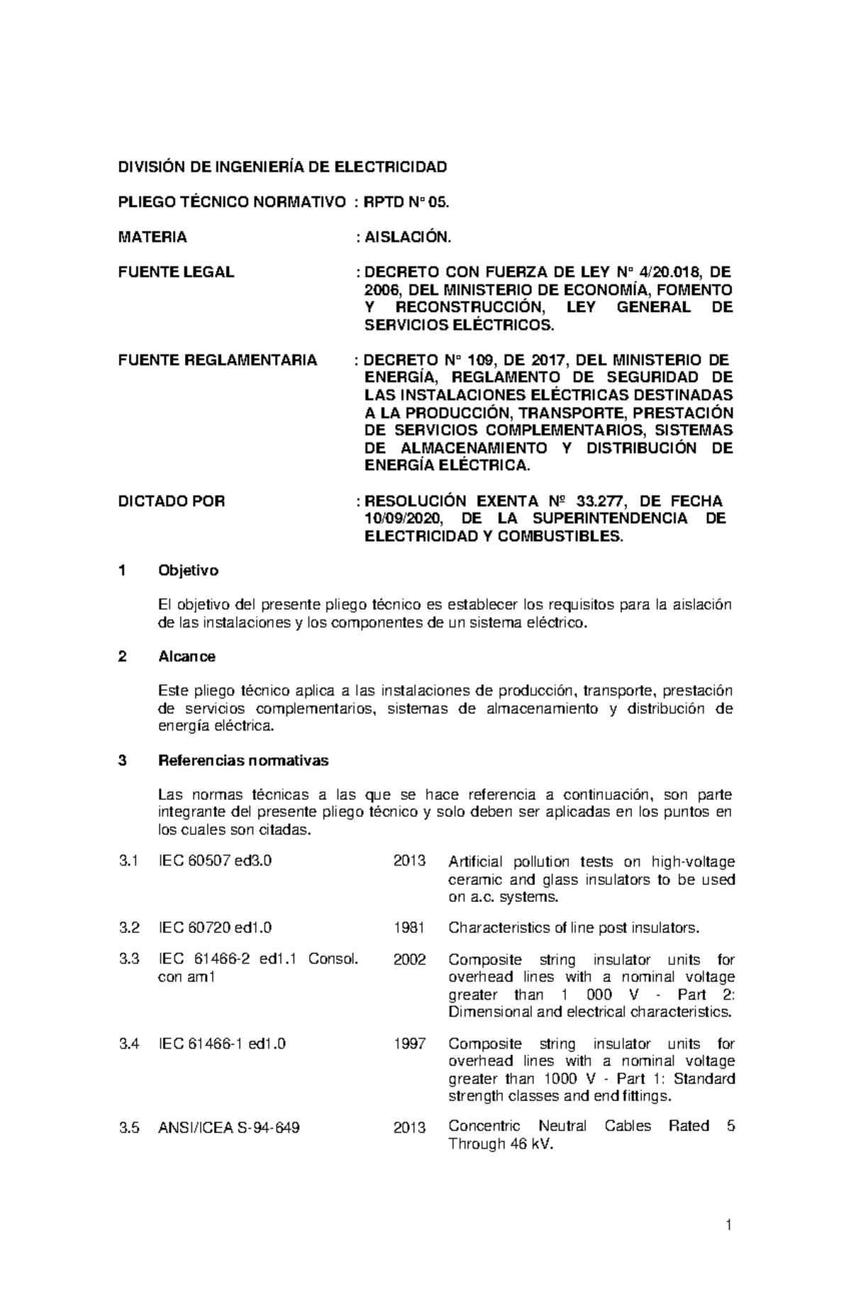 RPTD 05: Normas Técnicas para Aislación en Instalaciones Eléctricas ...