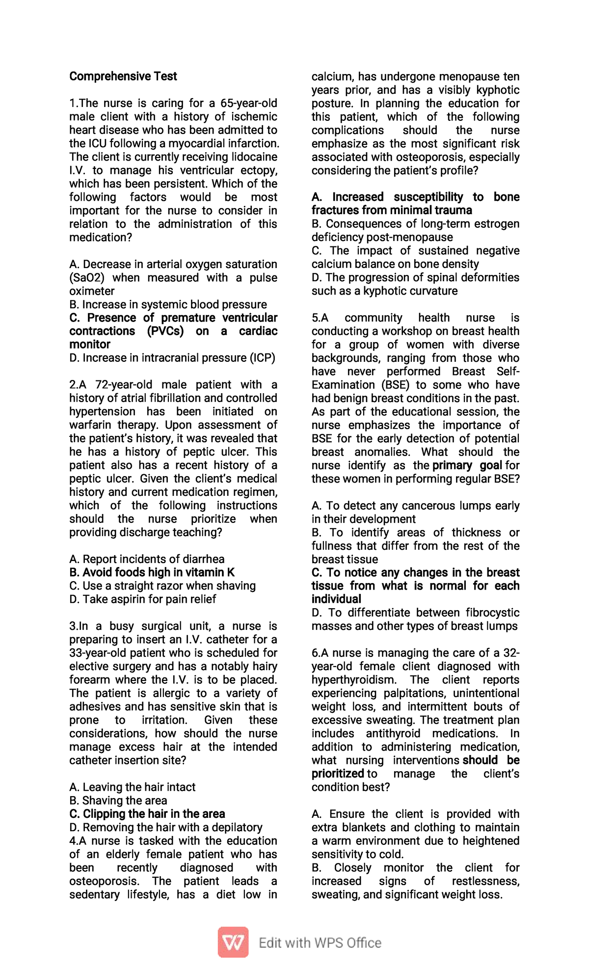 NCLEX Comprehensive Test 1 Study Notes - Studocu