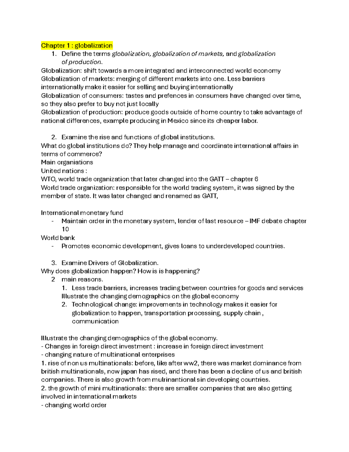 COMM211 Final Notes - Summary Global Buisness - Chapter 1 ...
