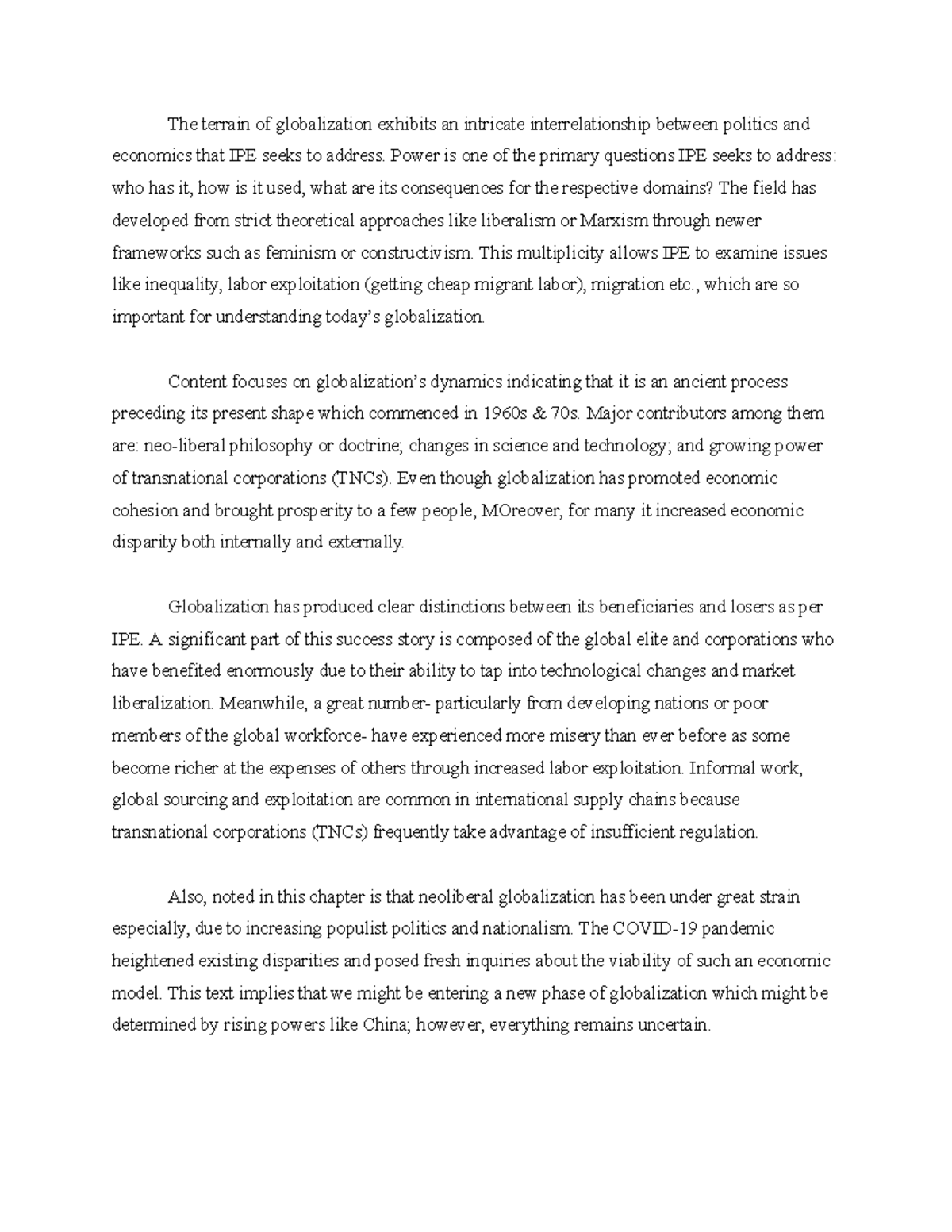 G Eworld Weekly LOG SY: Understanding IPE & Globalization Dynamics ...