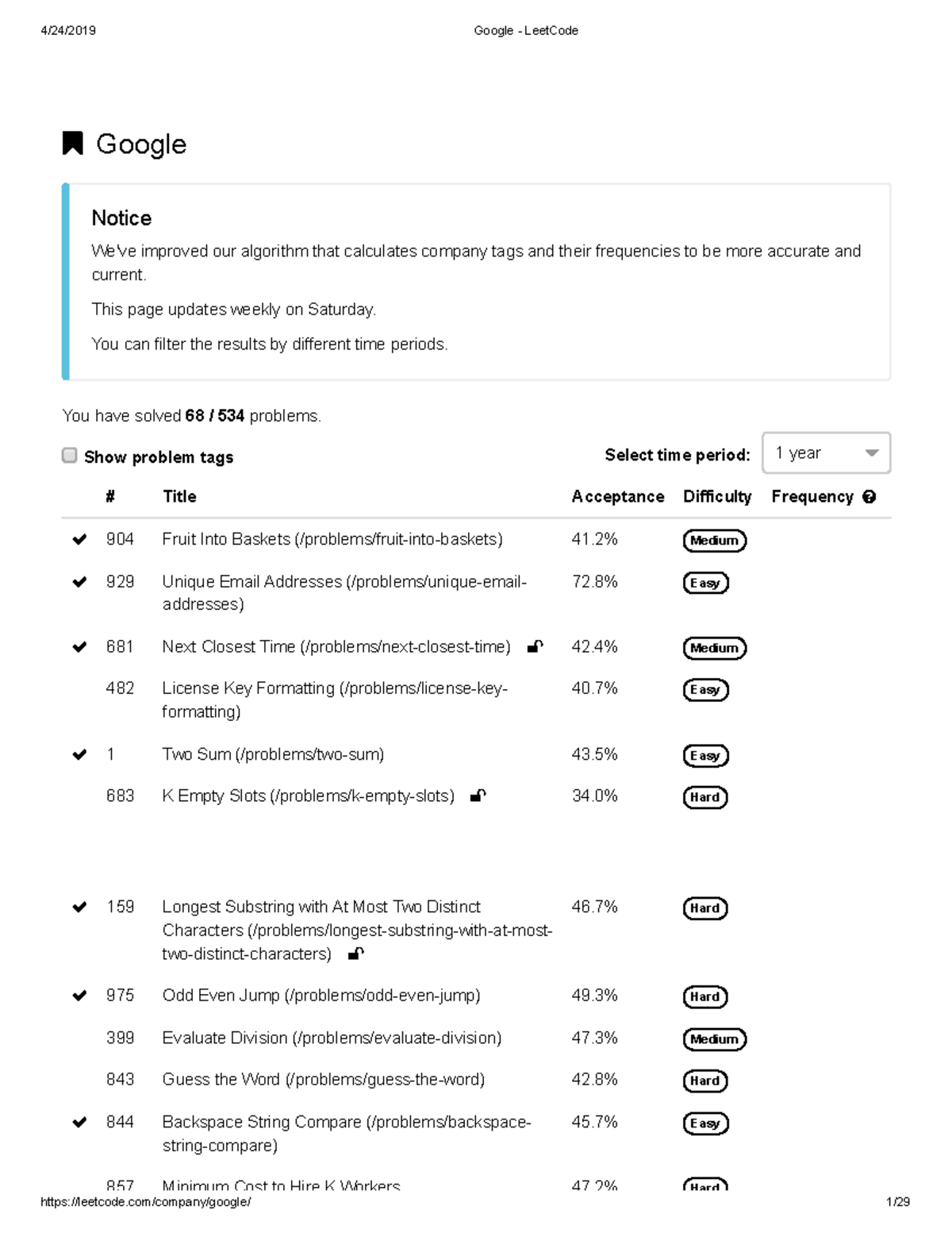 Google LeetCode Problem Solutions and Algorithm Updates - Studocu