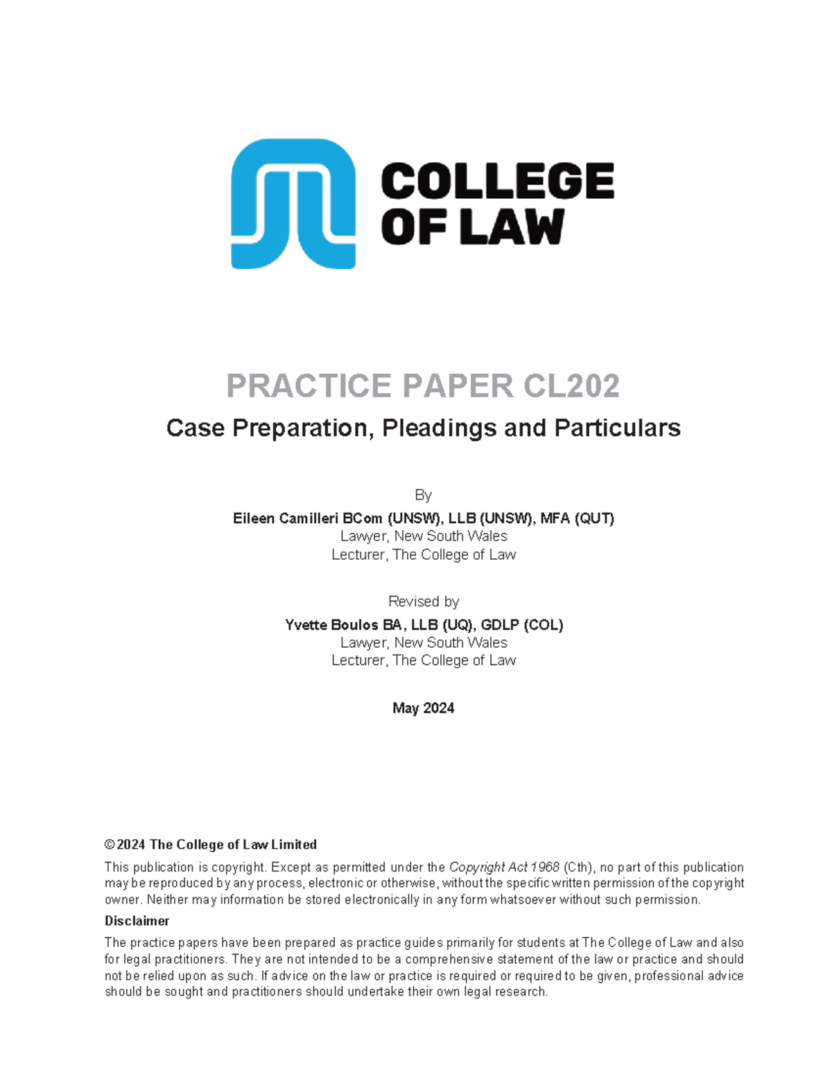 CL202 Practice Paper: Case Preparation, Pleadings & Particulars Guide ...