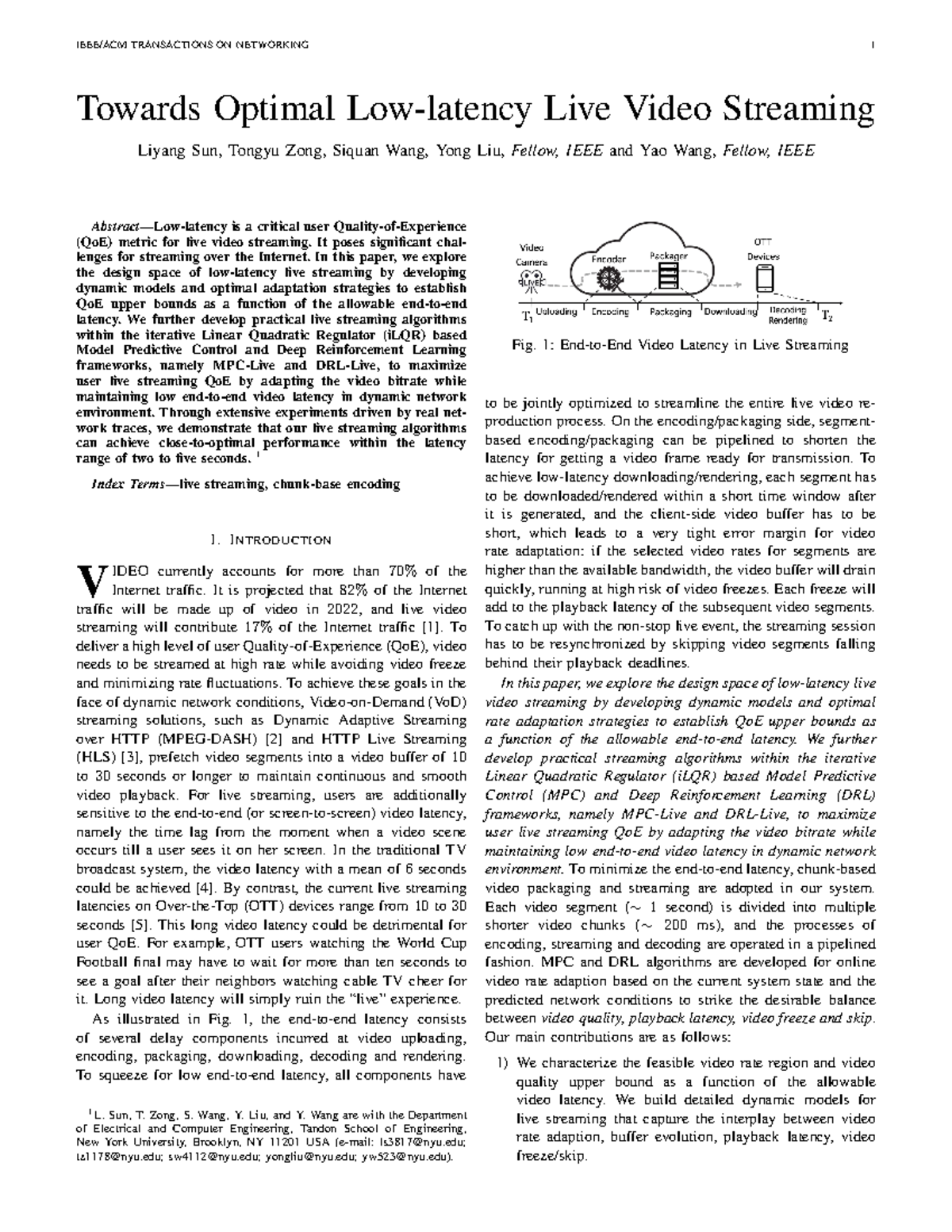 Optimal Strategies for Low-Latency Live Video Streaming: A Study - Studocu