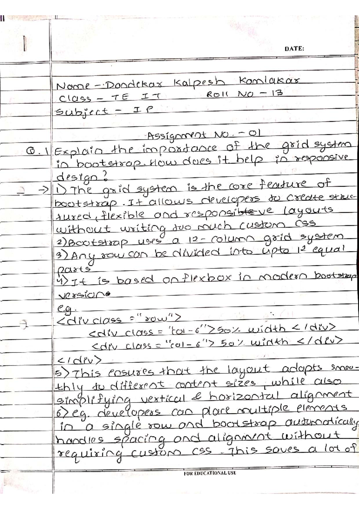 IP Assignment 01: Importance of Bootstrap Grid System in Responsive ...