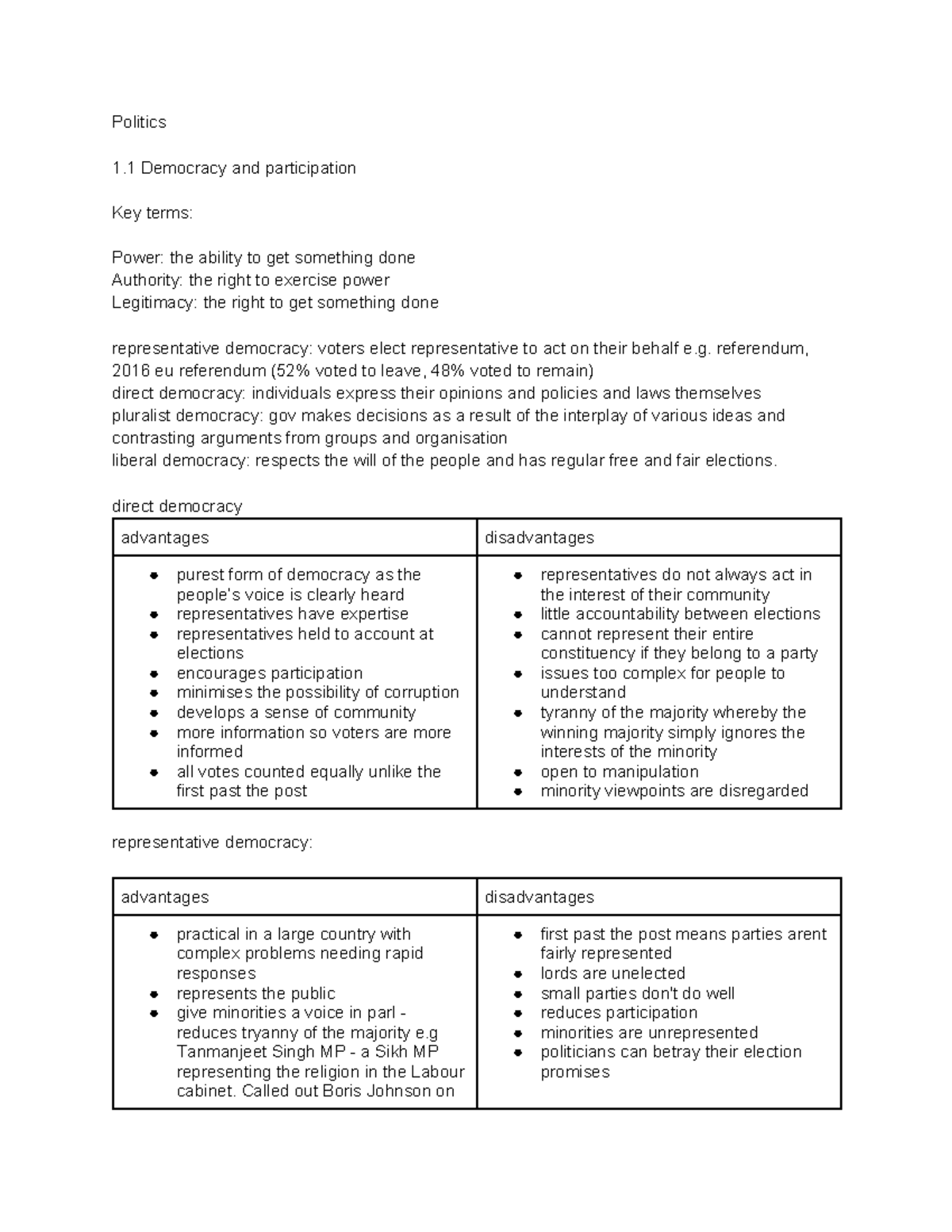 democracy and participation - Politics 1 Democracy and participation ...