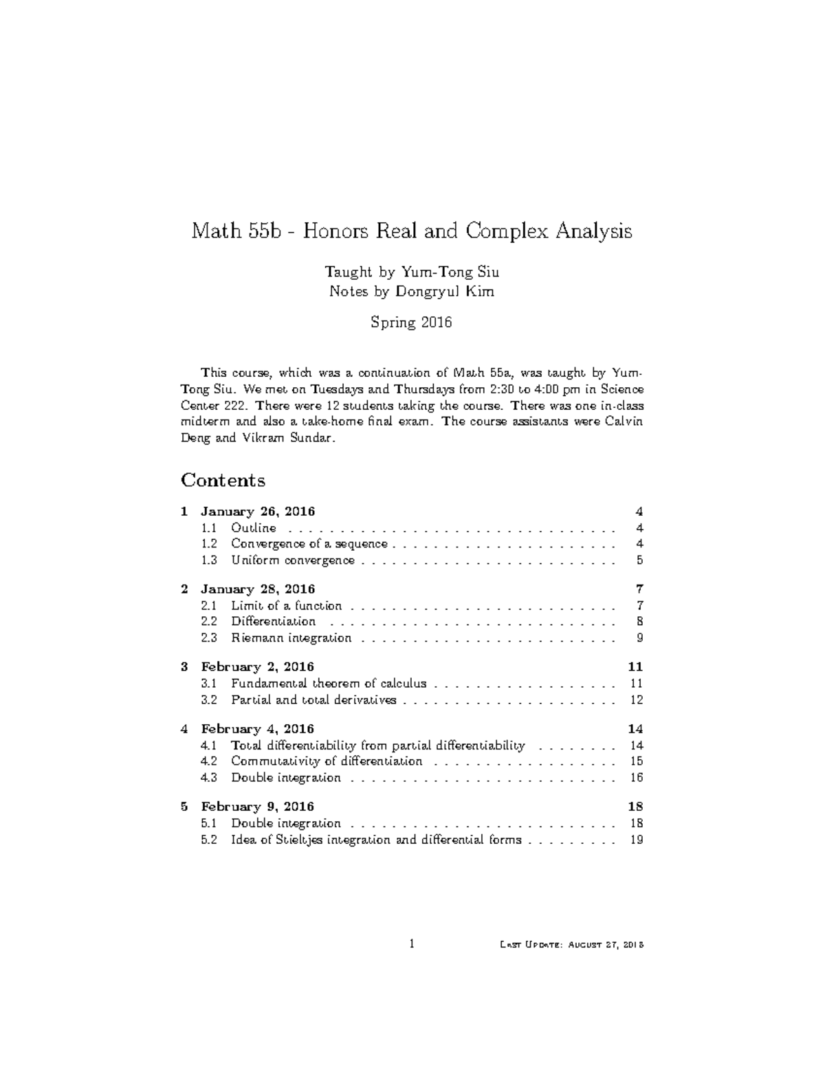 Math 55b Final Exam Notes: Honors Real and Complex Analysis - Studocu