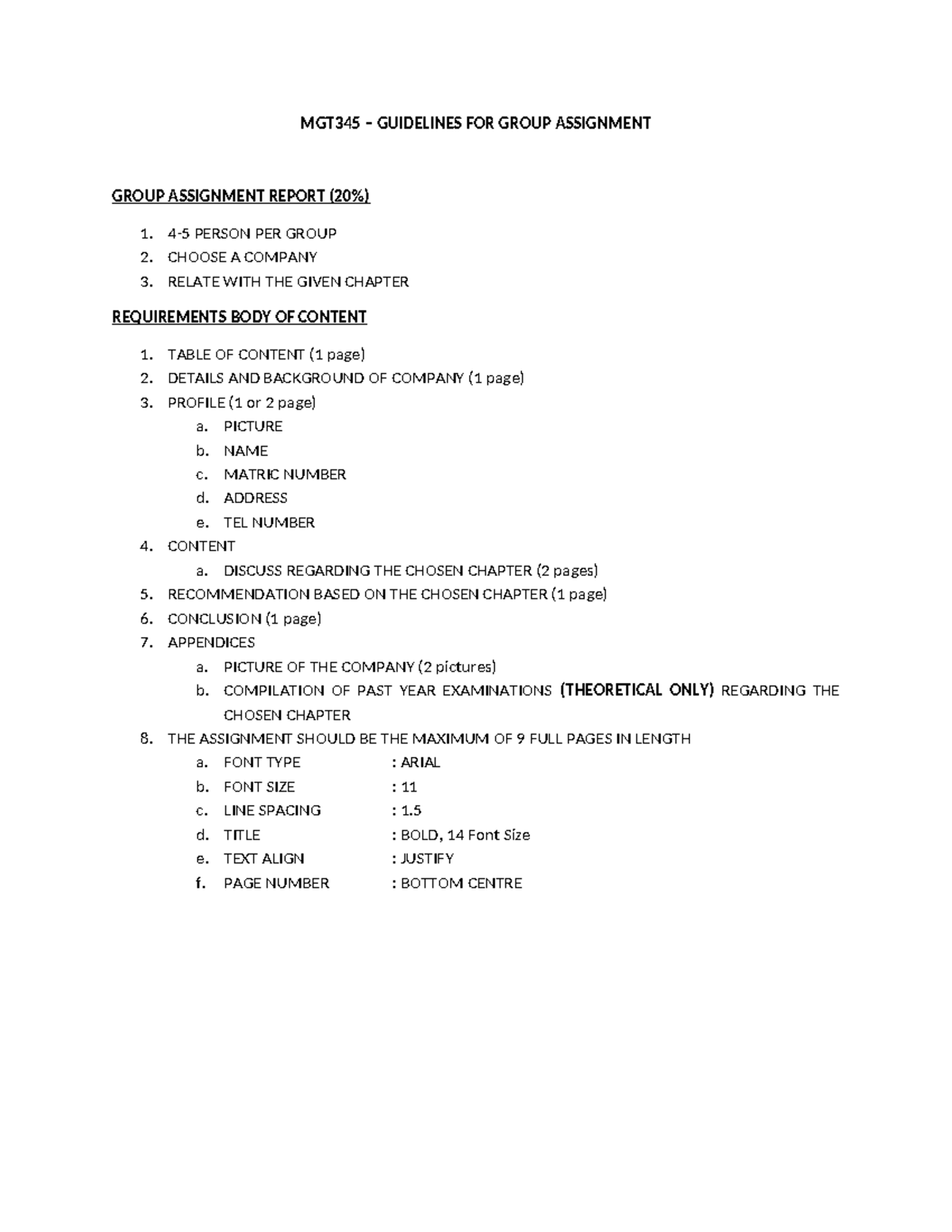 Mgt345 Guidelines Of Group Assignment 1 1 Mgt345 Guidelines For