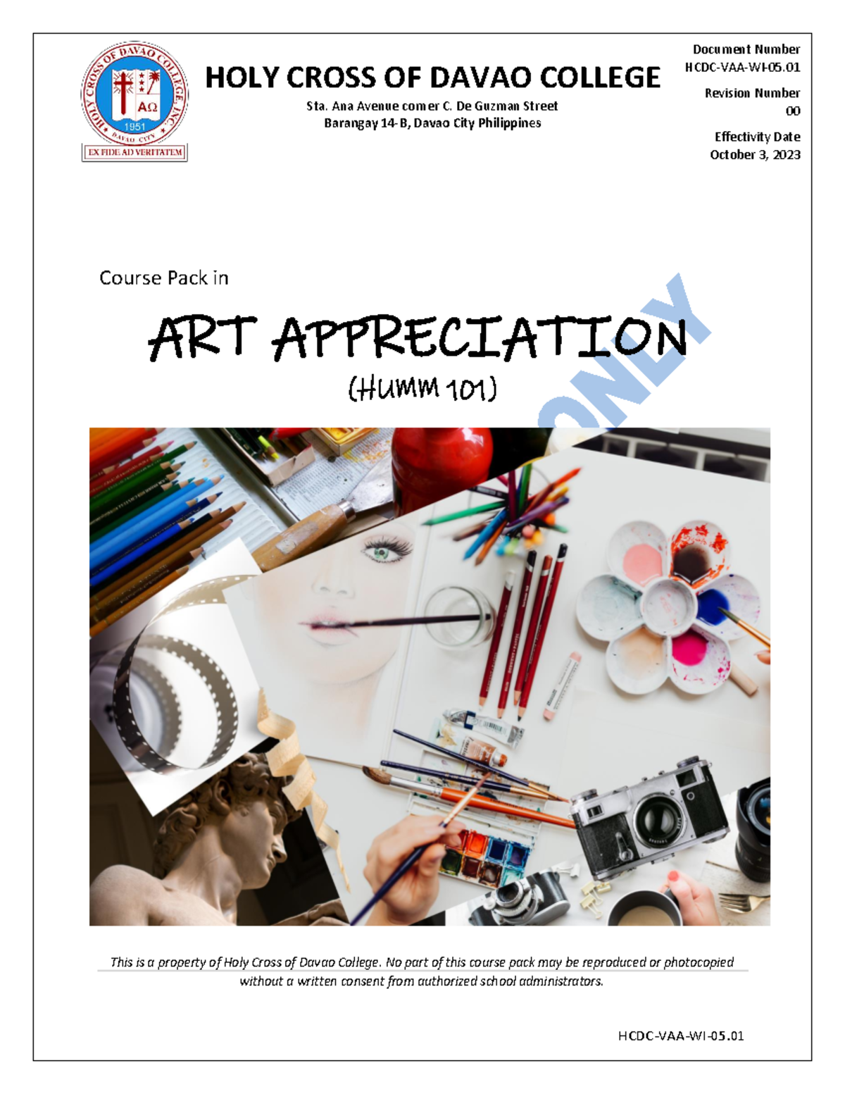 Course Pack in HUM 101: Art Appreciation Module 3 Overview - Studocu