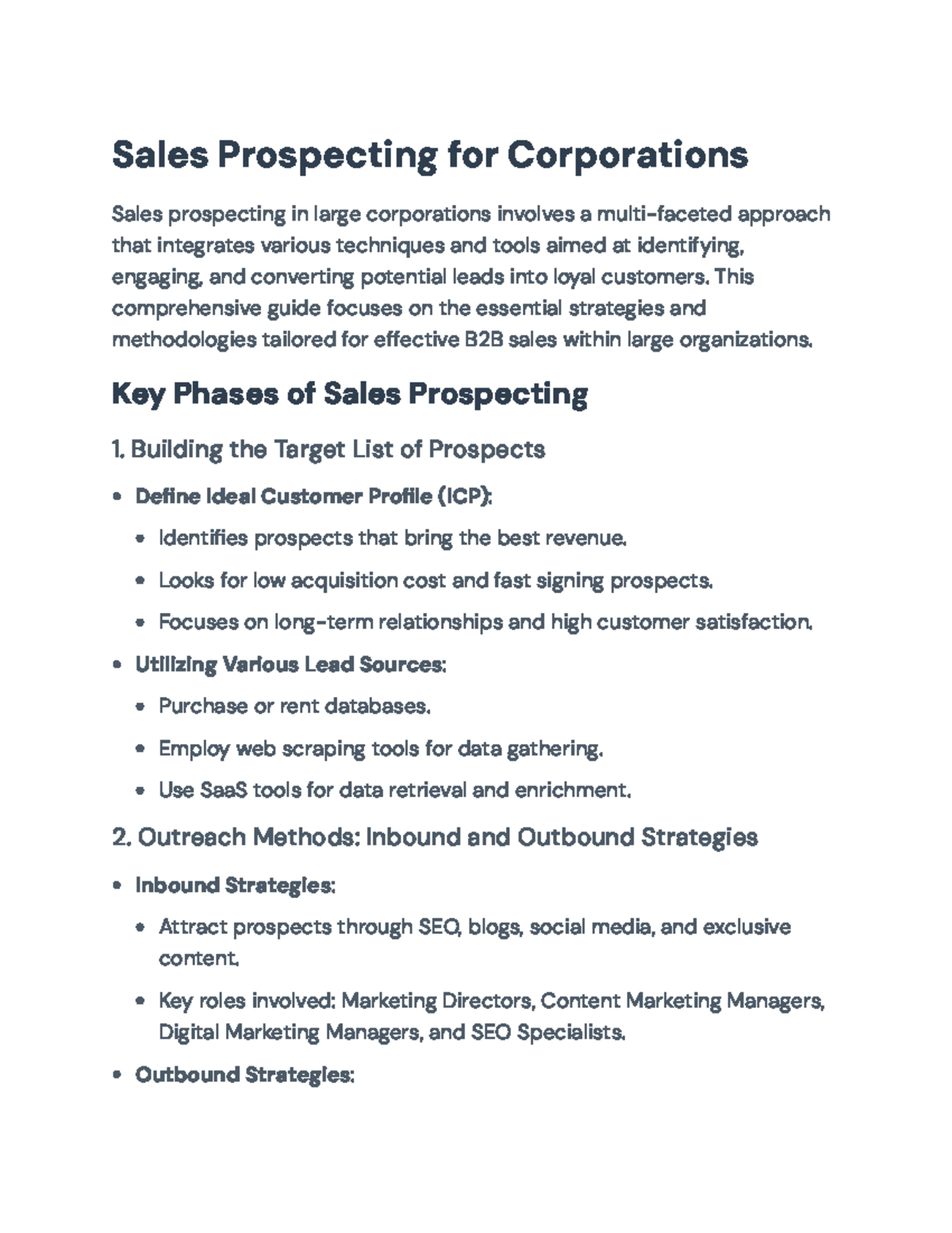 Sales Prospecting Strategies for Large Corporations - Comprehensive ...
