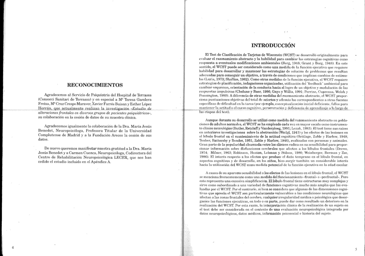 WCST 0 - Wisconsin Card Sorting Test Manual Overview - Document Preview