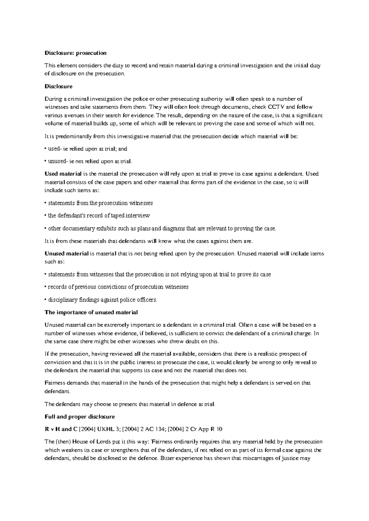 CPIA 1996: Understanding Prosecution Disclosure Duties - Studocu