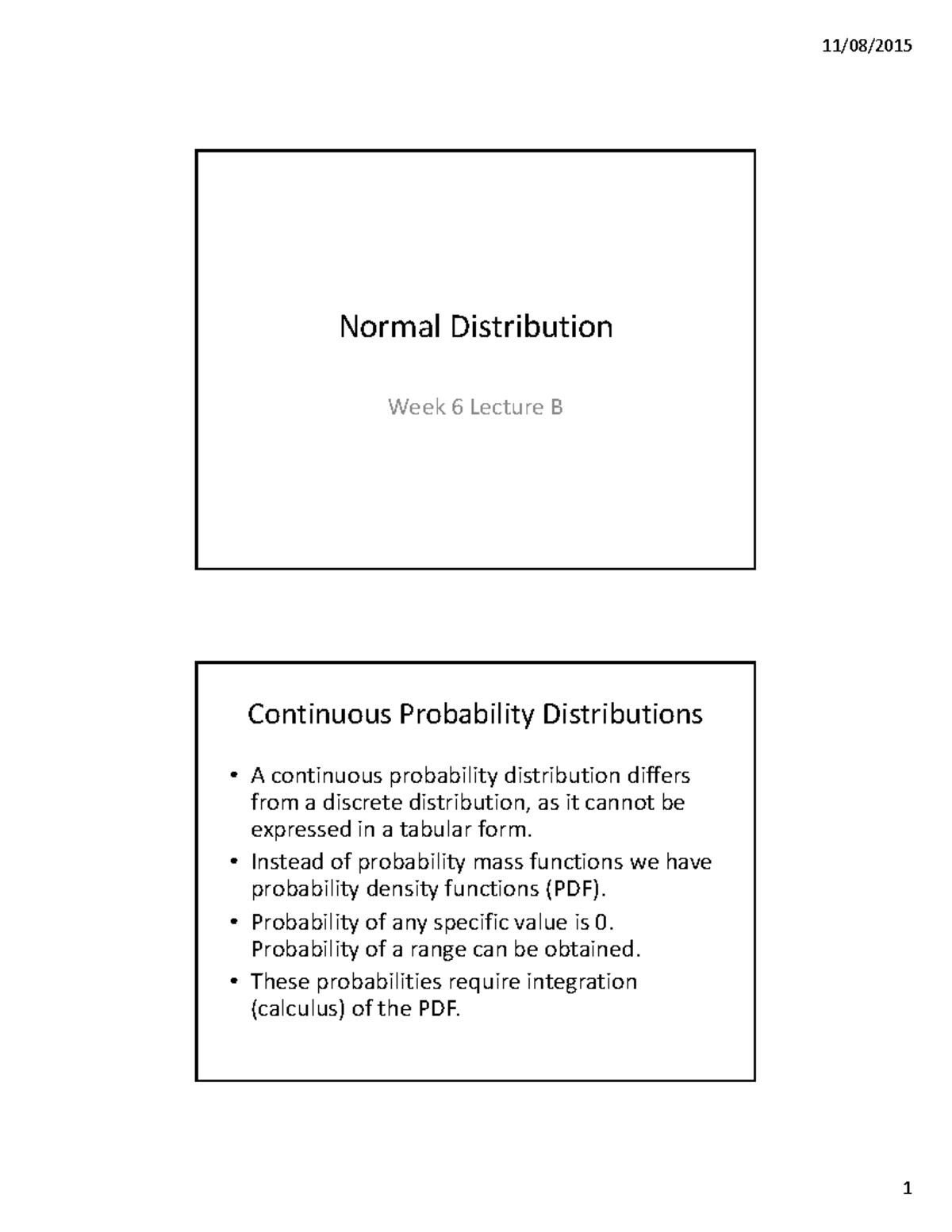 Week 6 Lecture B: Understanding Normal Distribution Concepts - Studocu