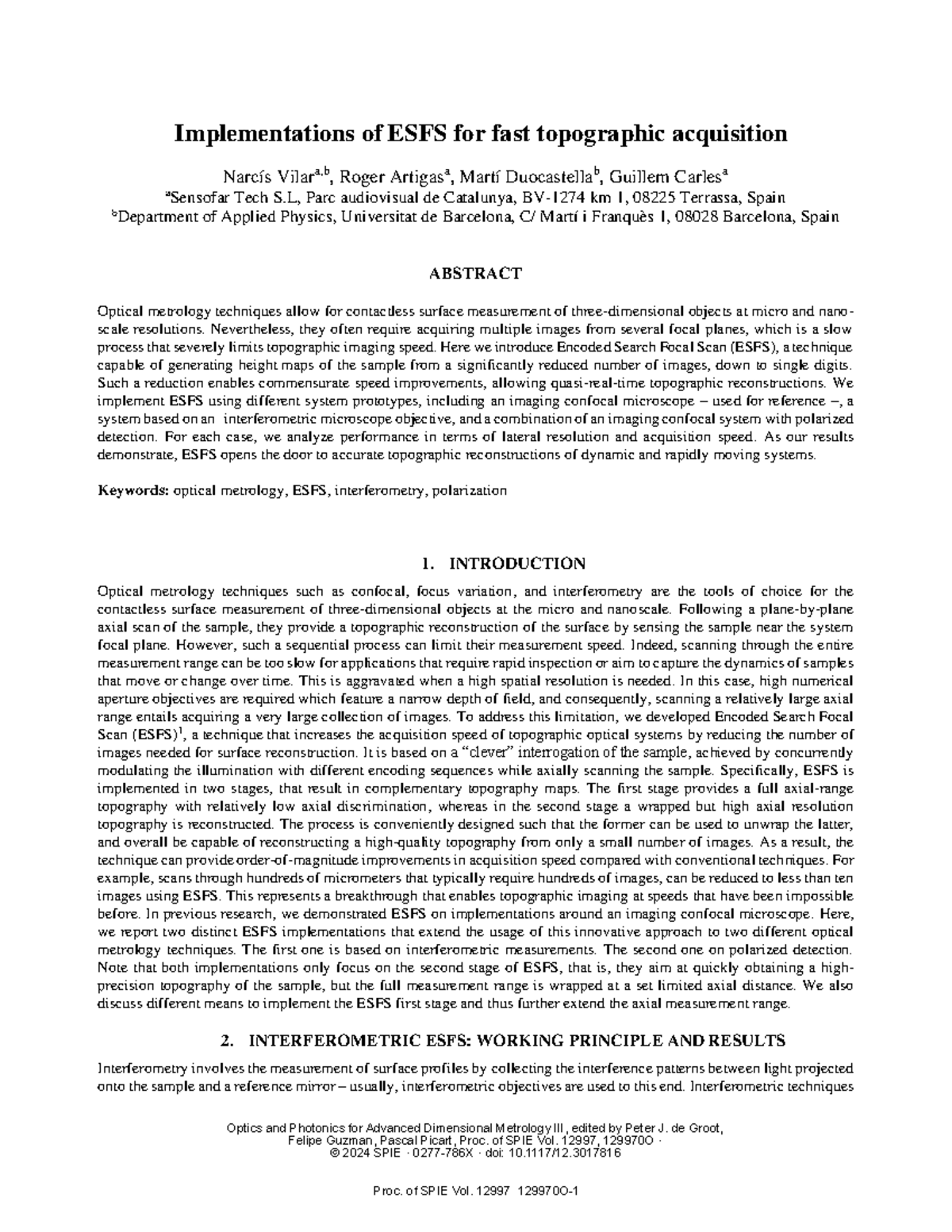 2024 Implementations of ESFS for Rapid Topographic Imaging - Studocu